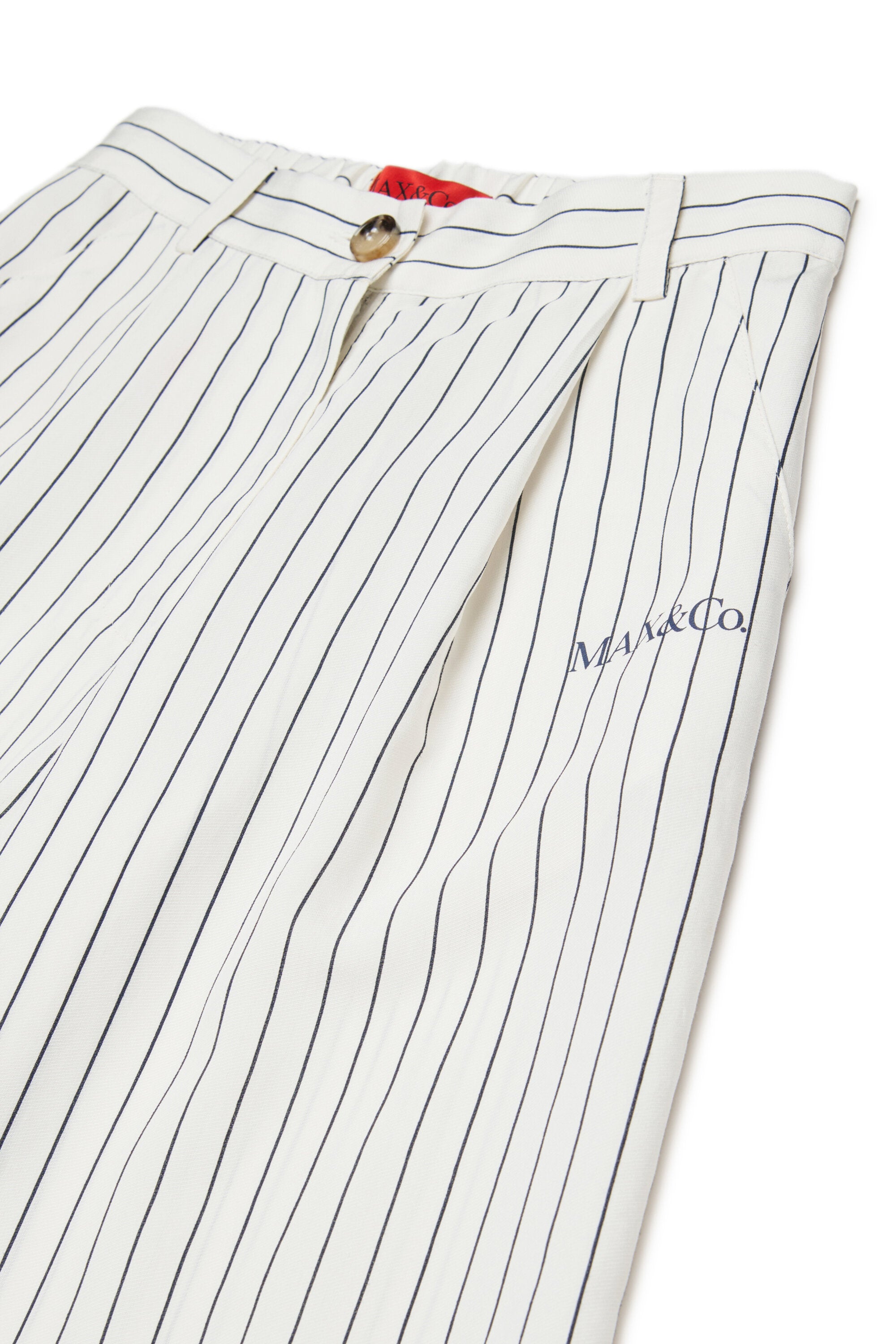 ロゴ入りストライプ柄パラッツォパンツ