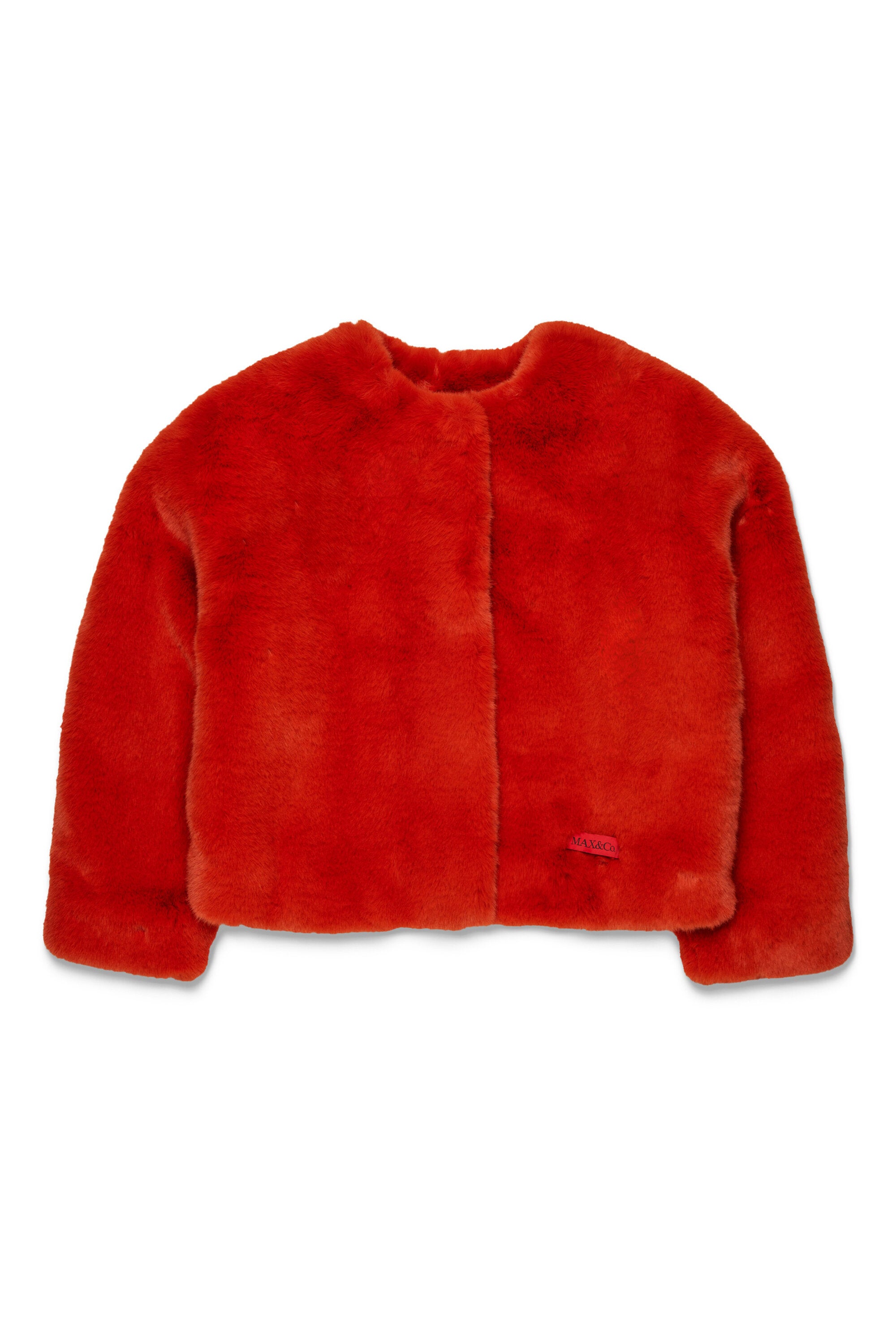 Faux fur jacket with logo