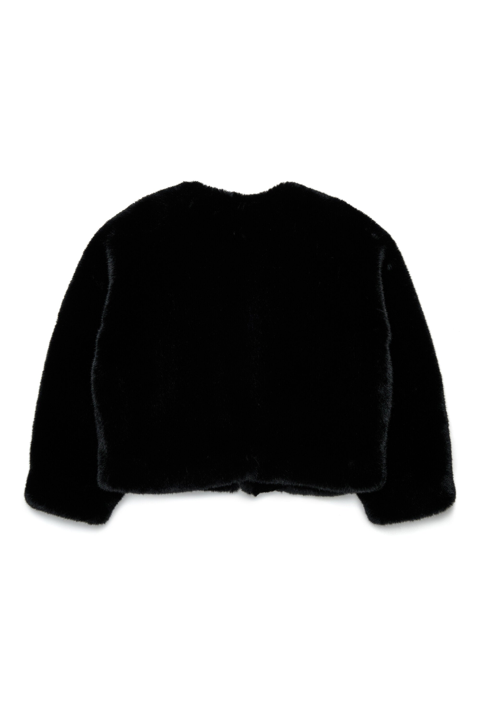 Faux fur jacket with logo