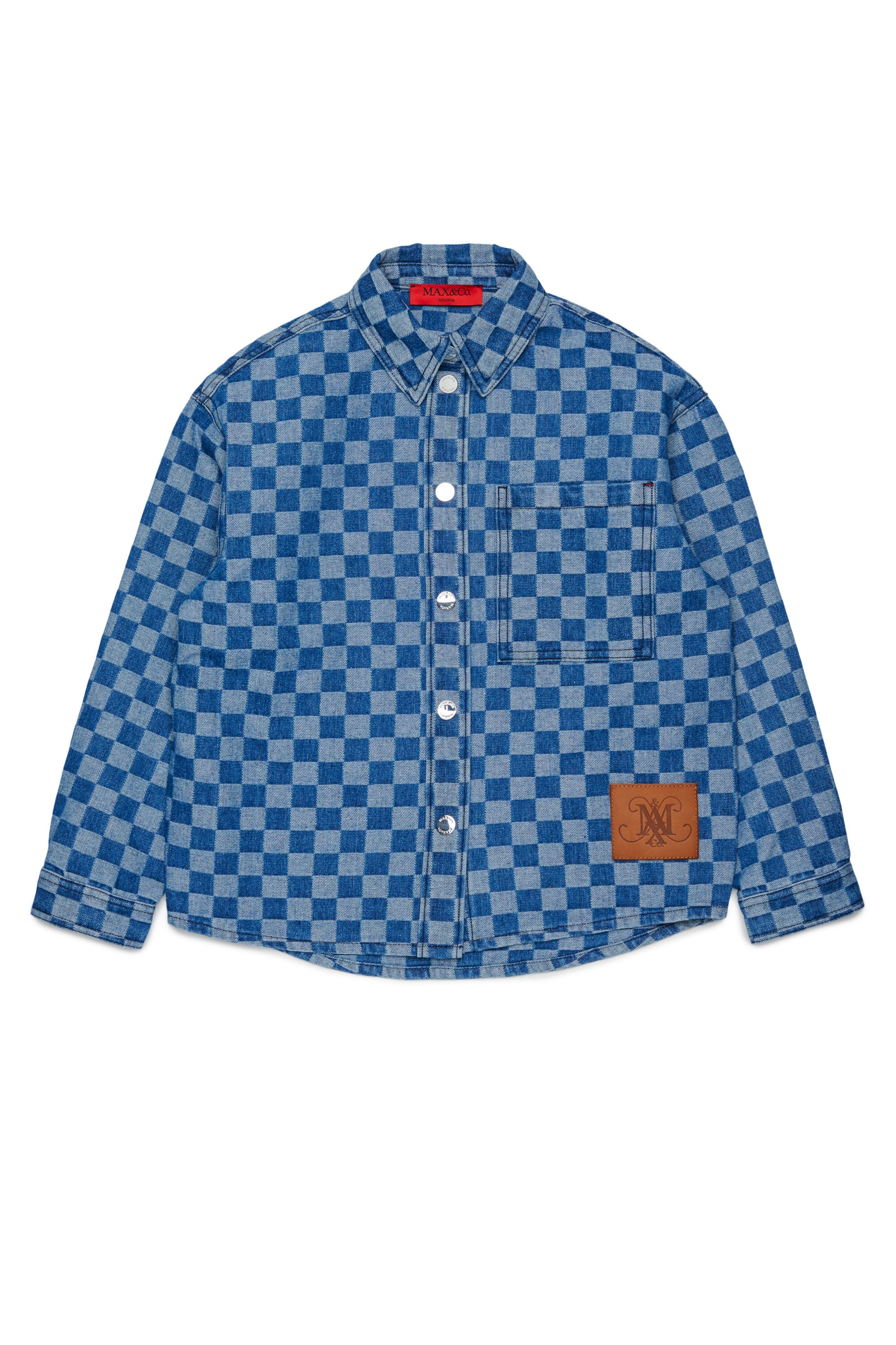 Denim shirt with check pattern