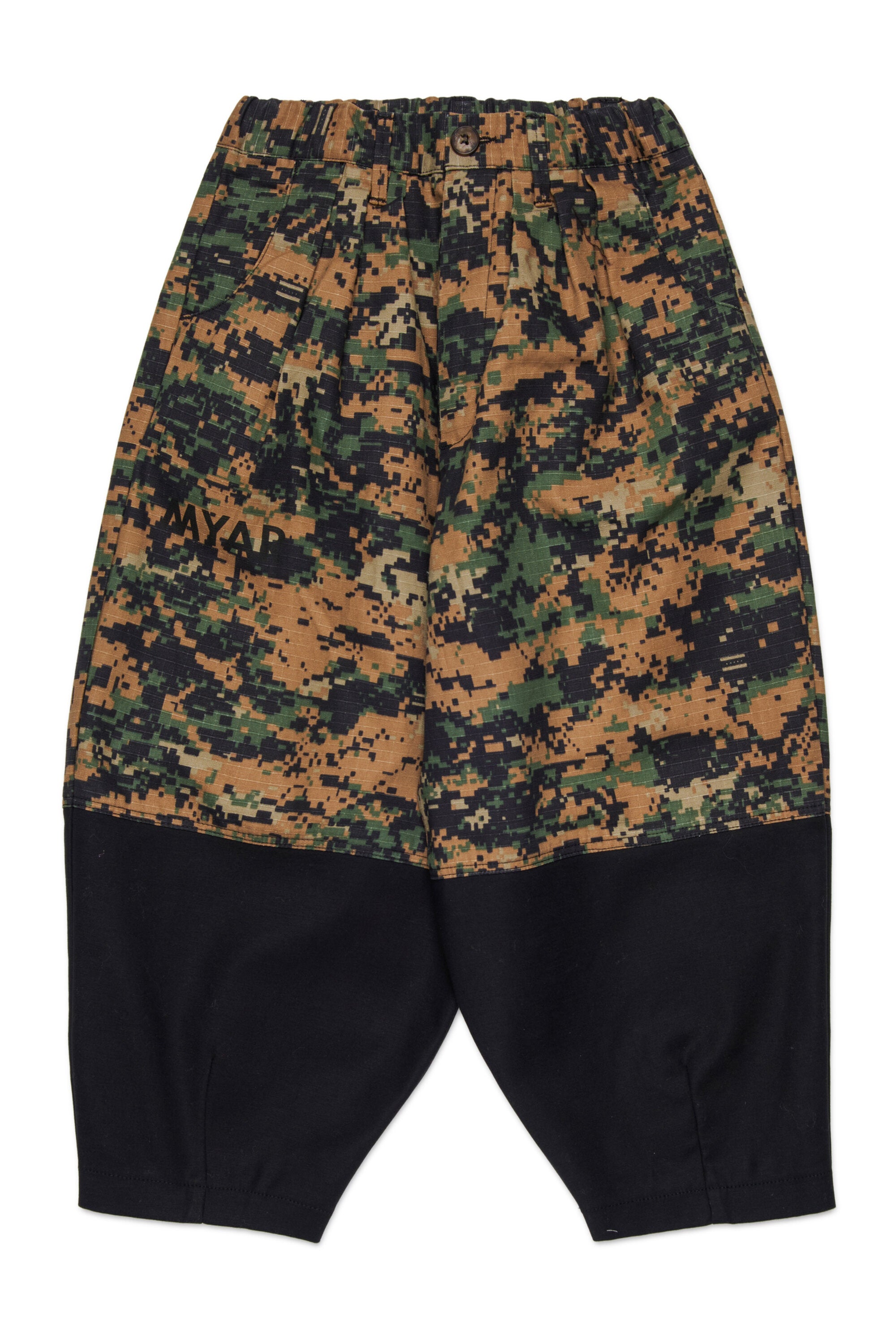 Oversized chino pants with camouflage pattern