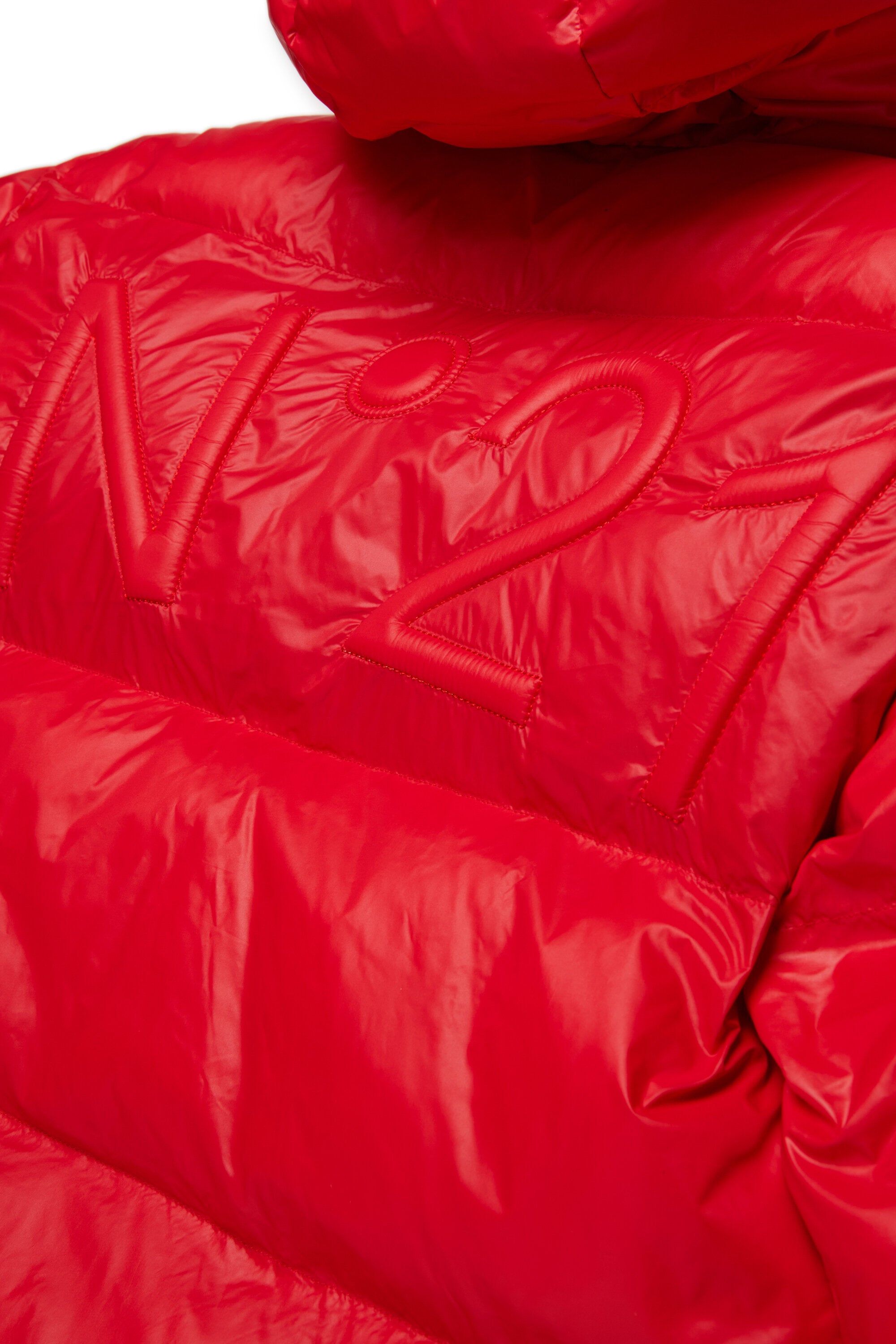 Short padded jacket with asymmetrical bottom