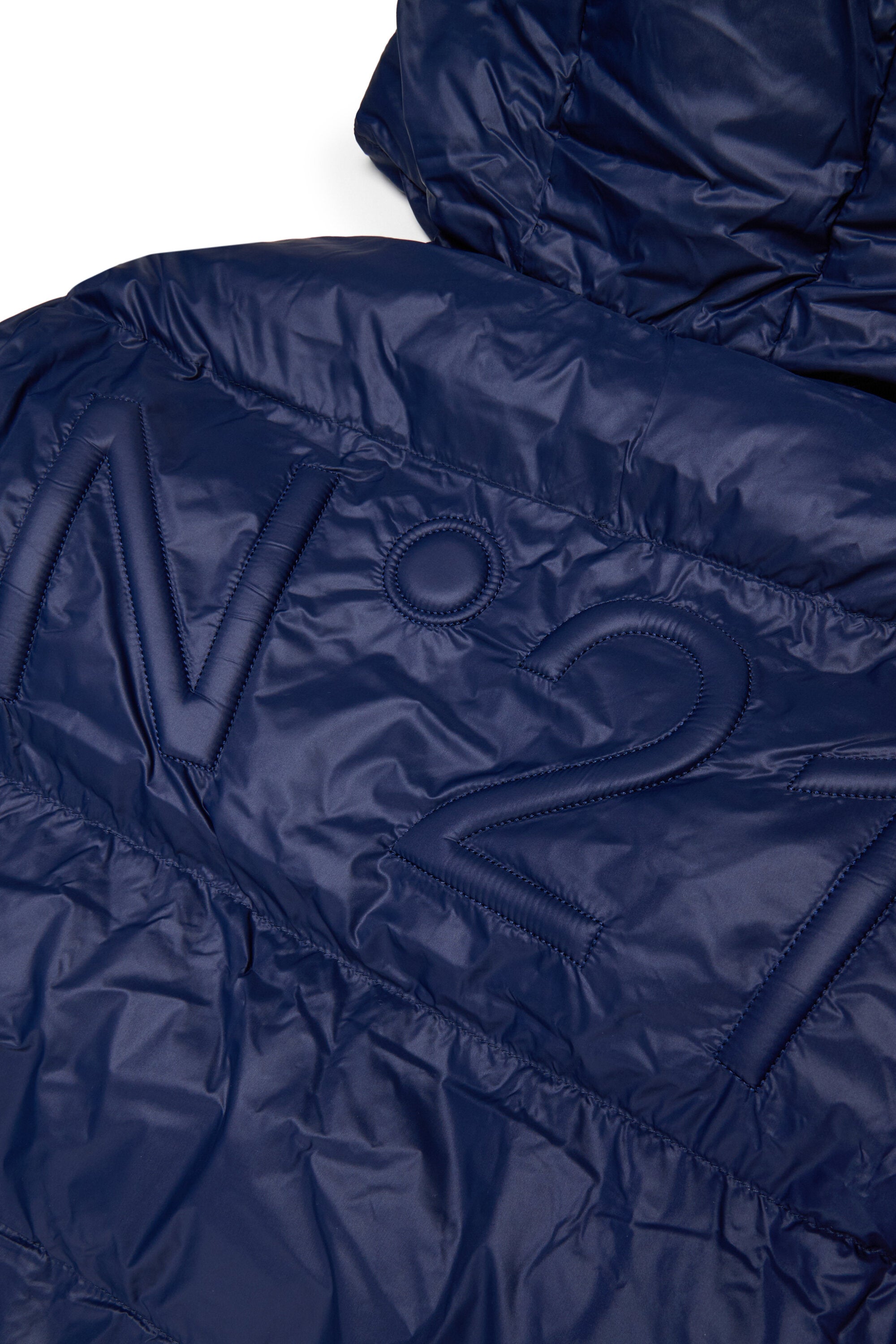 Short padded jacket with asymmetrical bottom