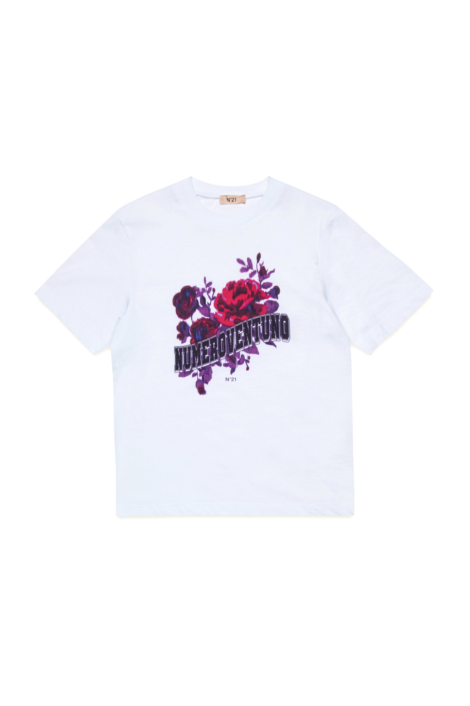 花柄グラフィックのジャージーTシャツ