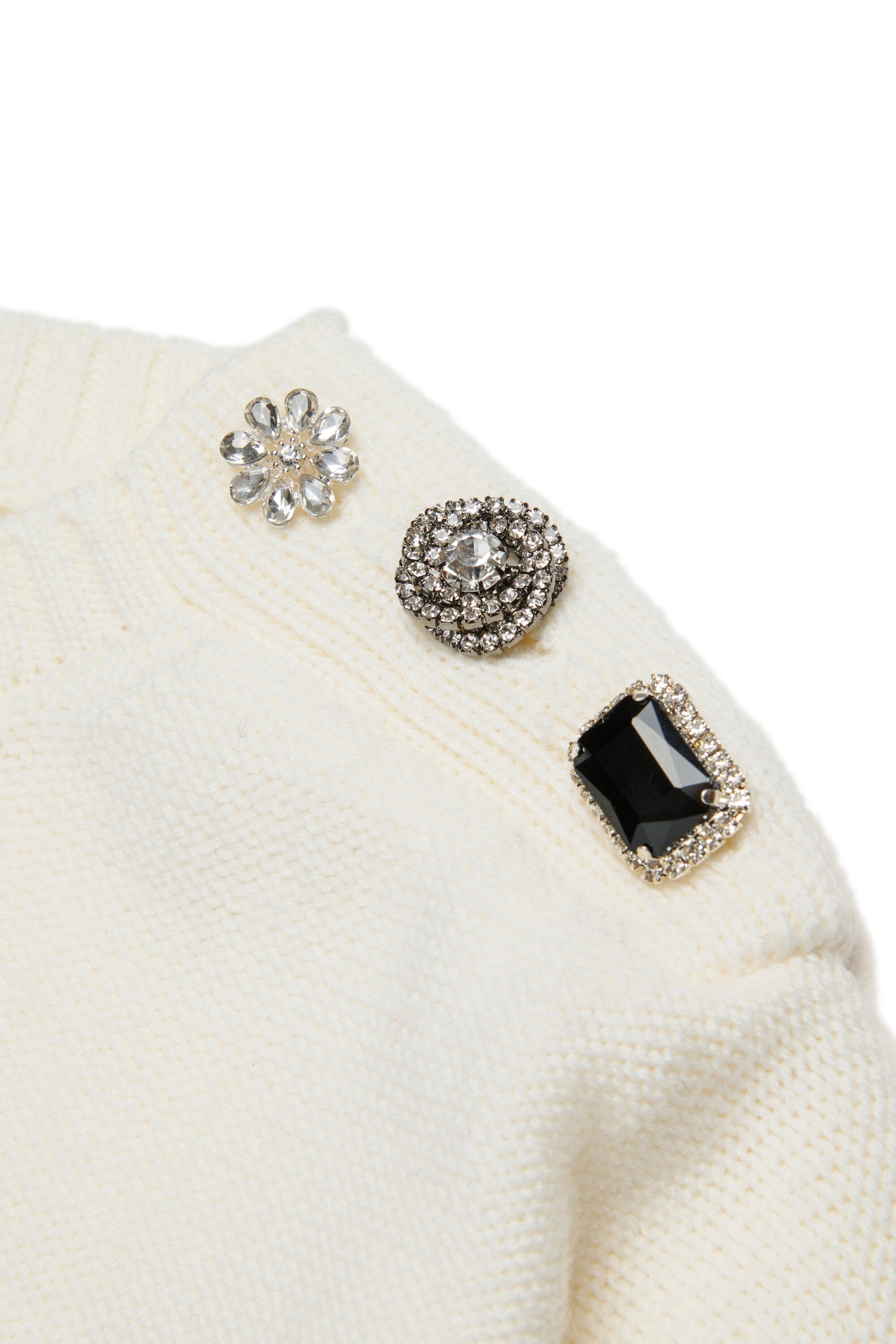 Wool blend pullover with jewel buttons