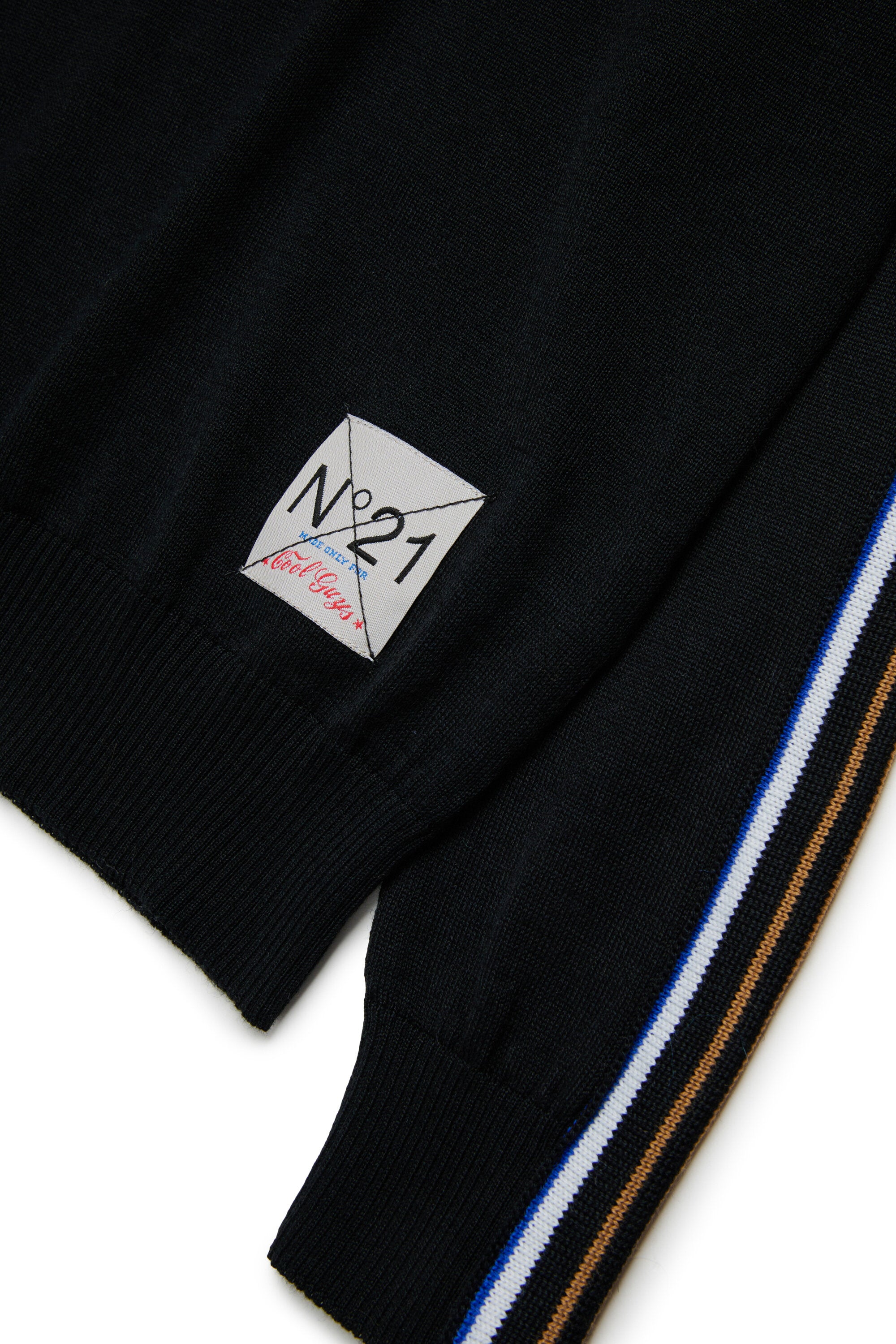 マルチカラー・バンド付きウール混タートルネック・セーター