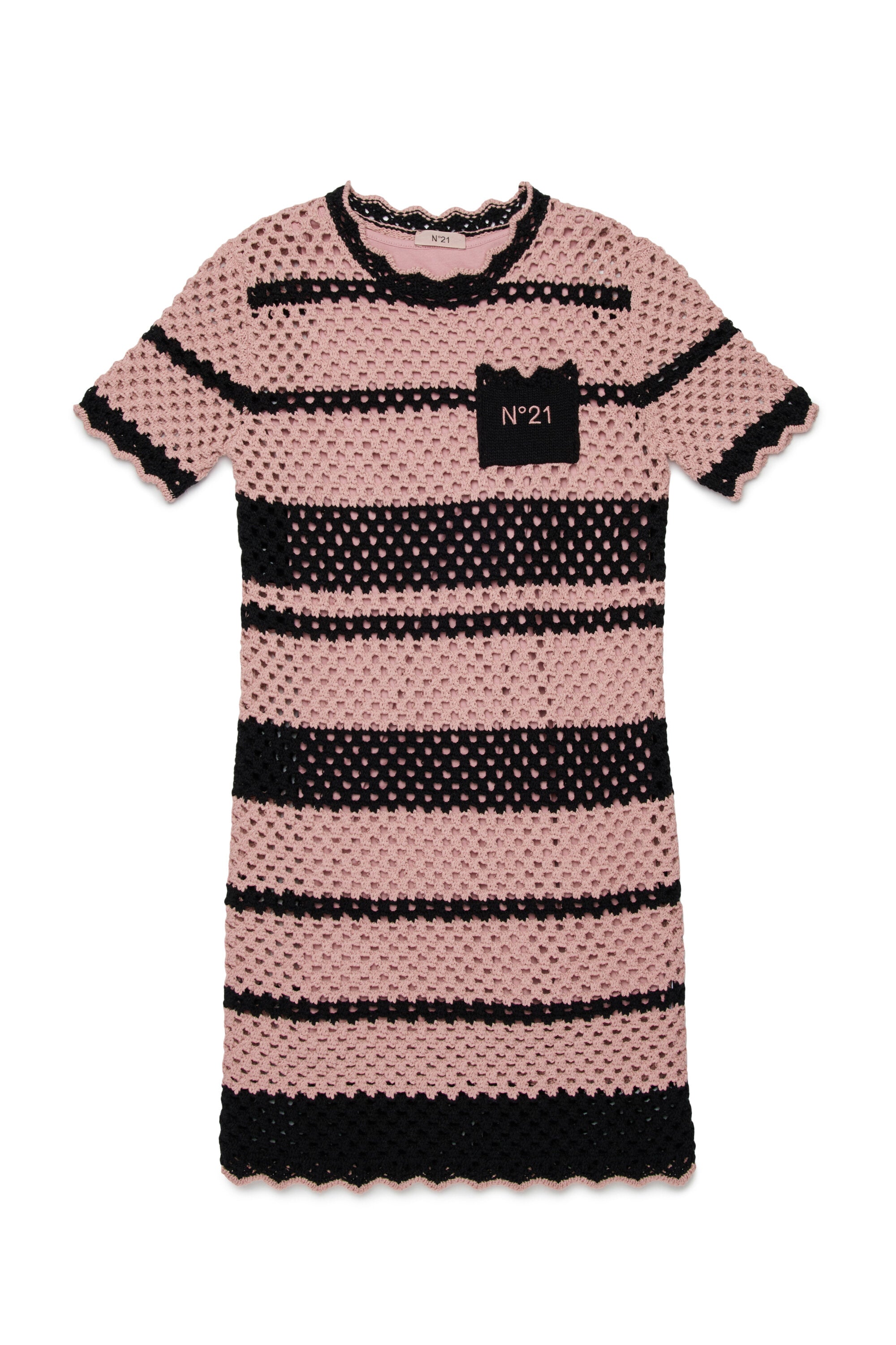 ロゴ入りかぎ針編みドレス