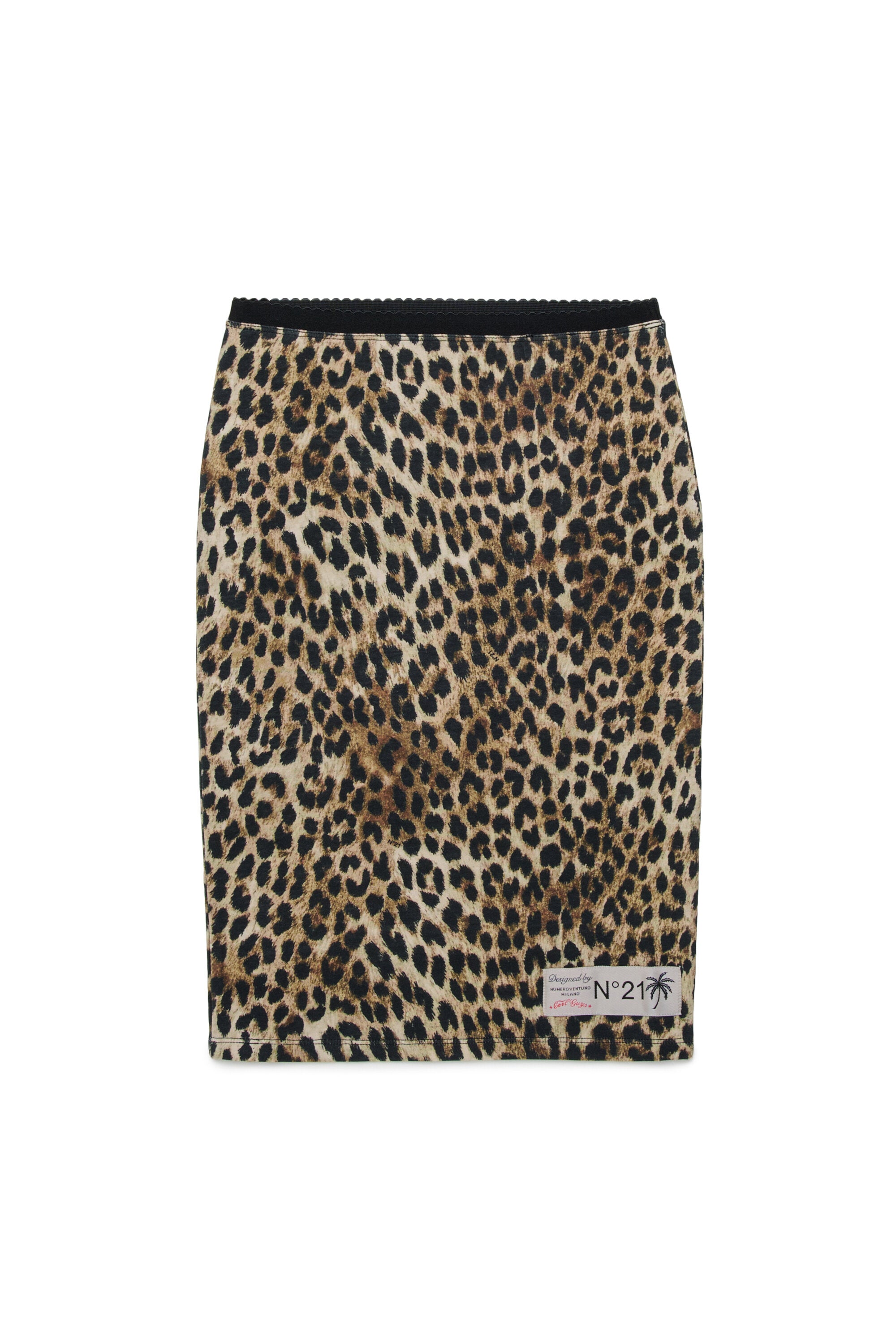 Animal print skirt with logo