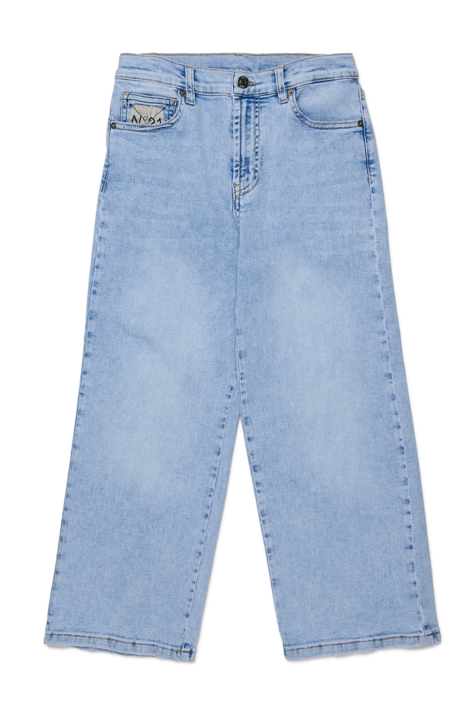 リラックスフィット ライトブルーウォッシュジーンズ