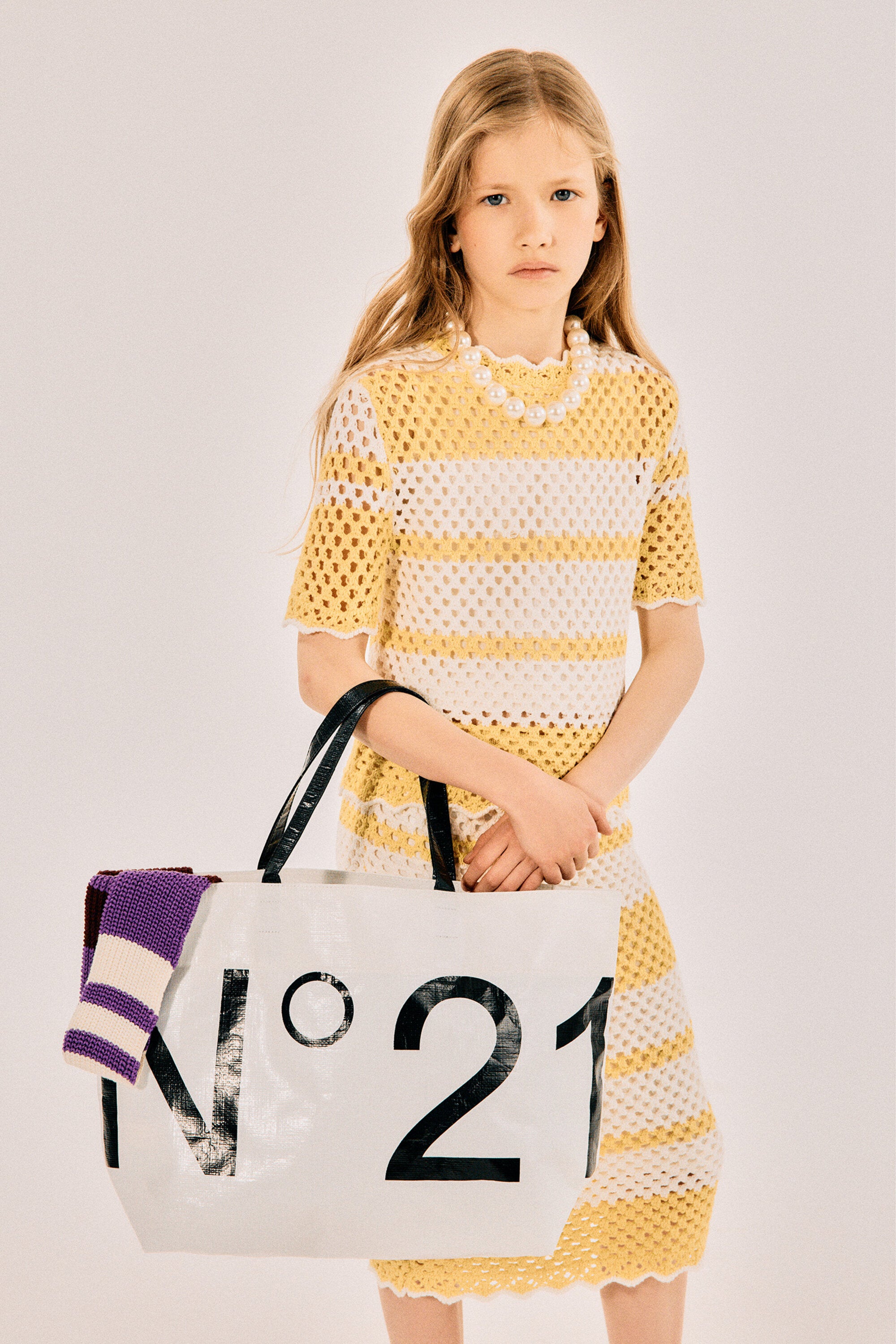 ネット編みクルーネックプルオーバー