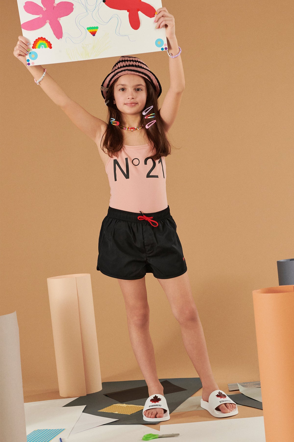 One-piece swimsuit with logo
