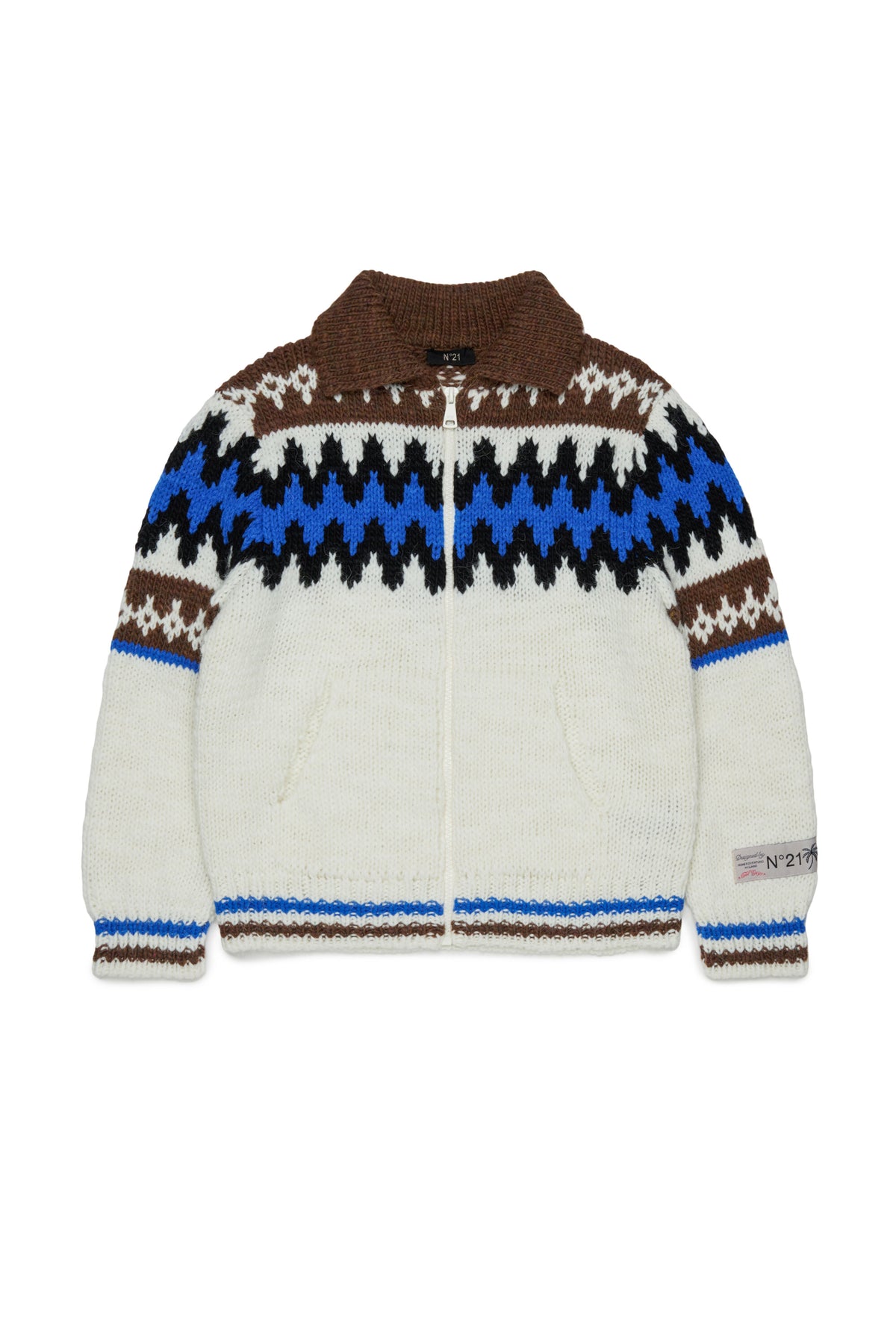 Knitted cardigan with zipper