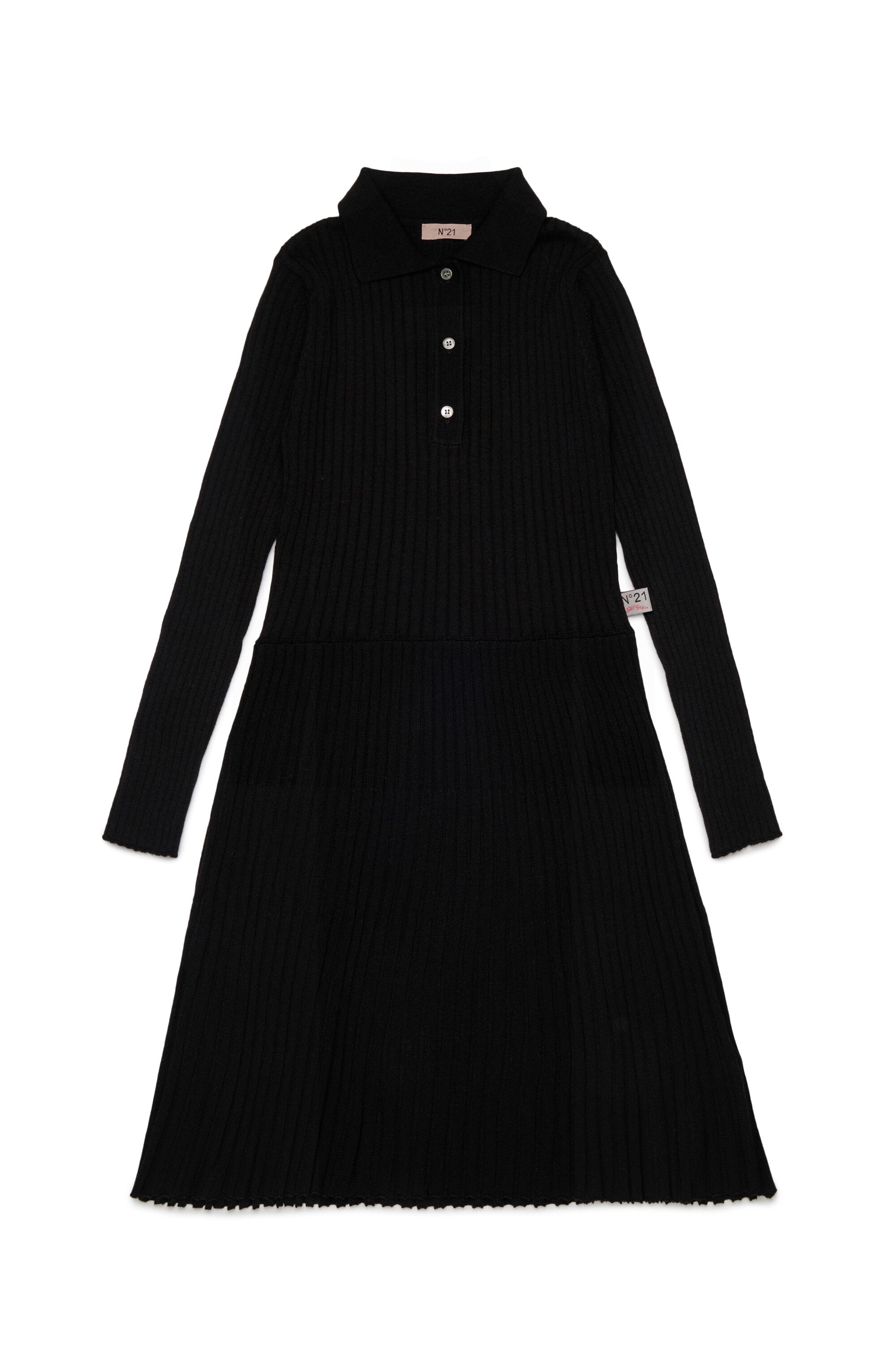 Ribbed knit polo dress