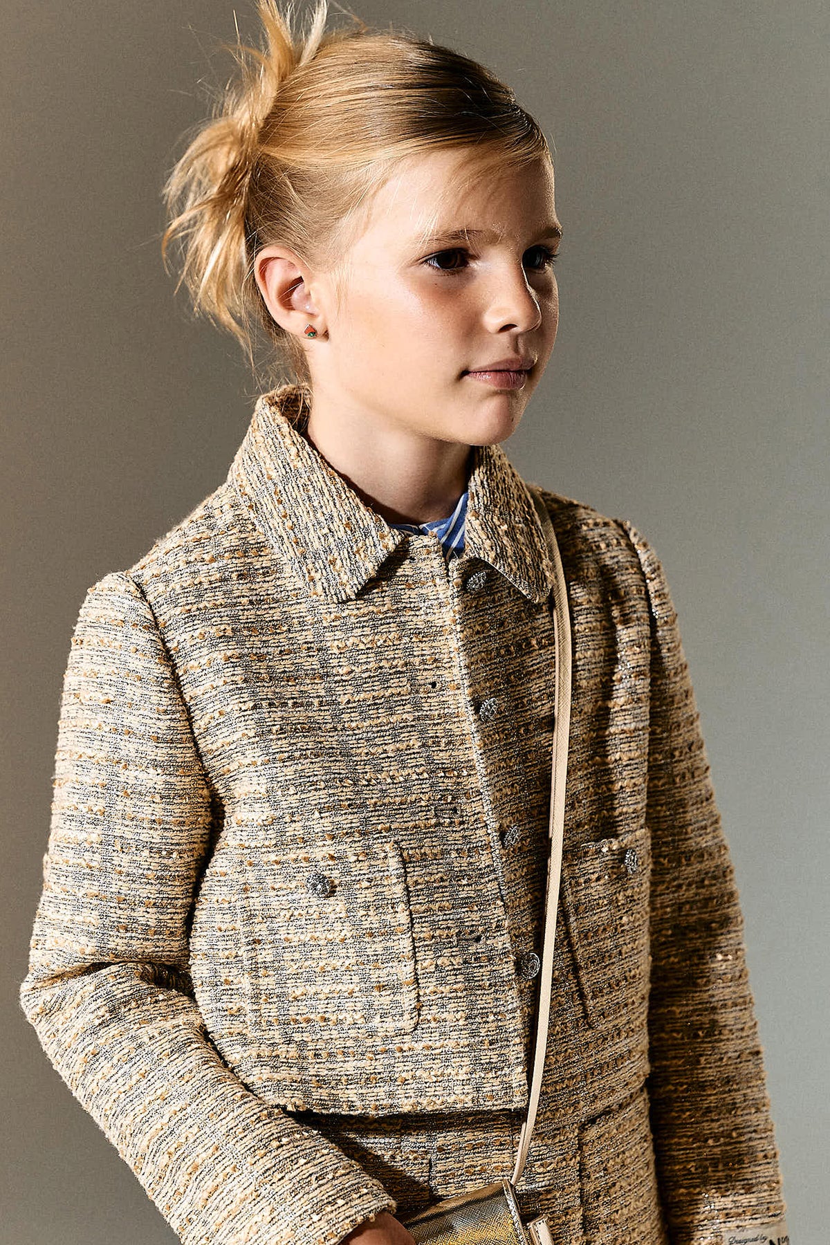 Woven jacket with printed logo