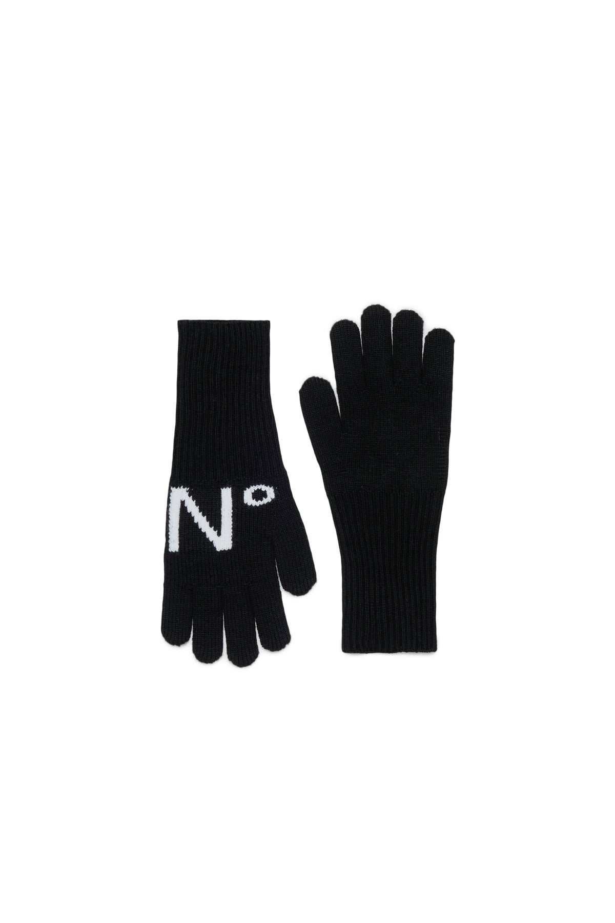 Knitted gloves with logo