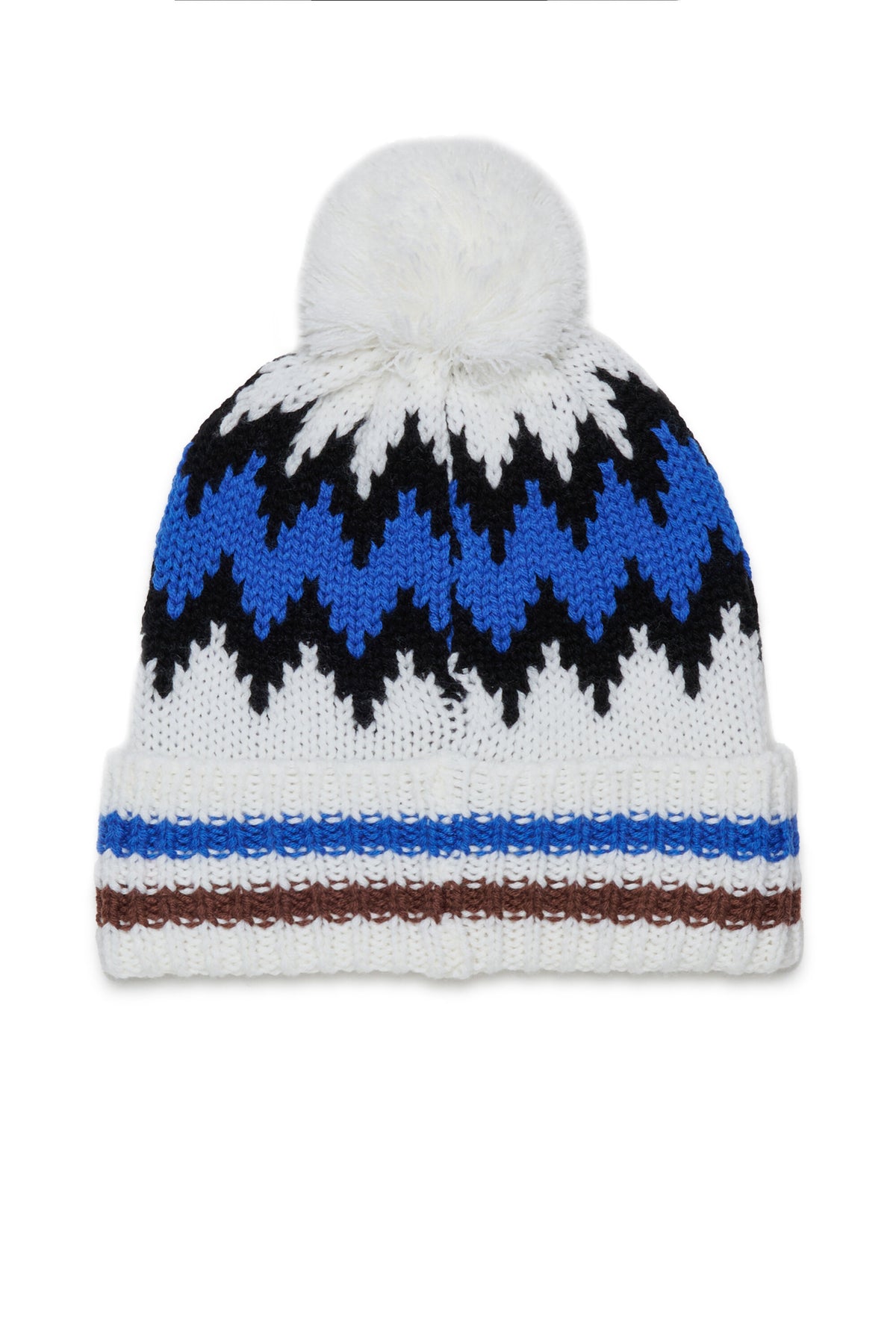 Pom-pom beanie with Norwegian pattern