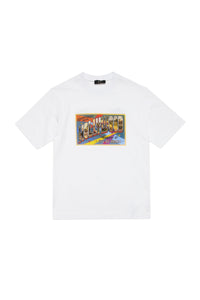 T-shirt with postcard graphics