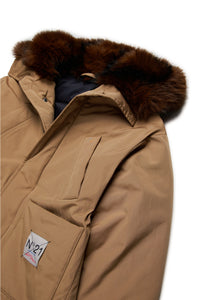 Hooded parka with faux fur