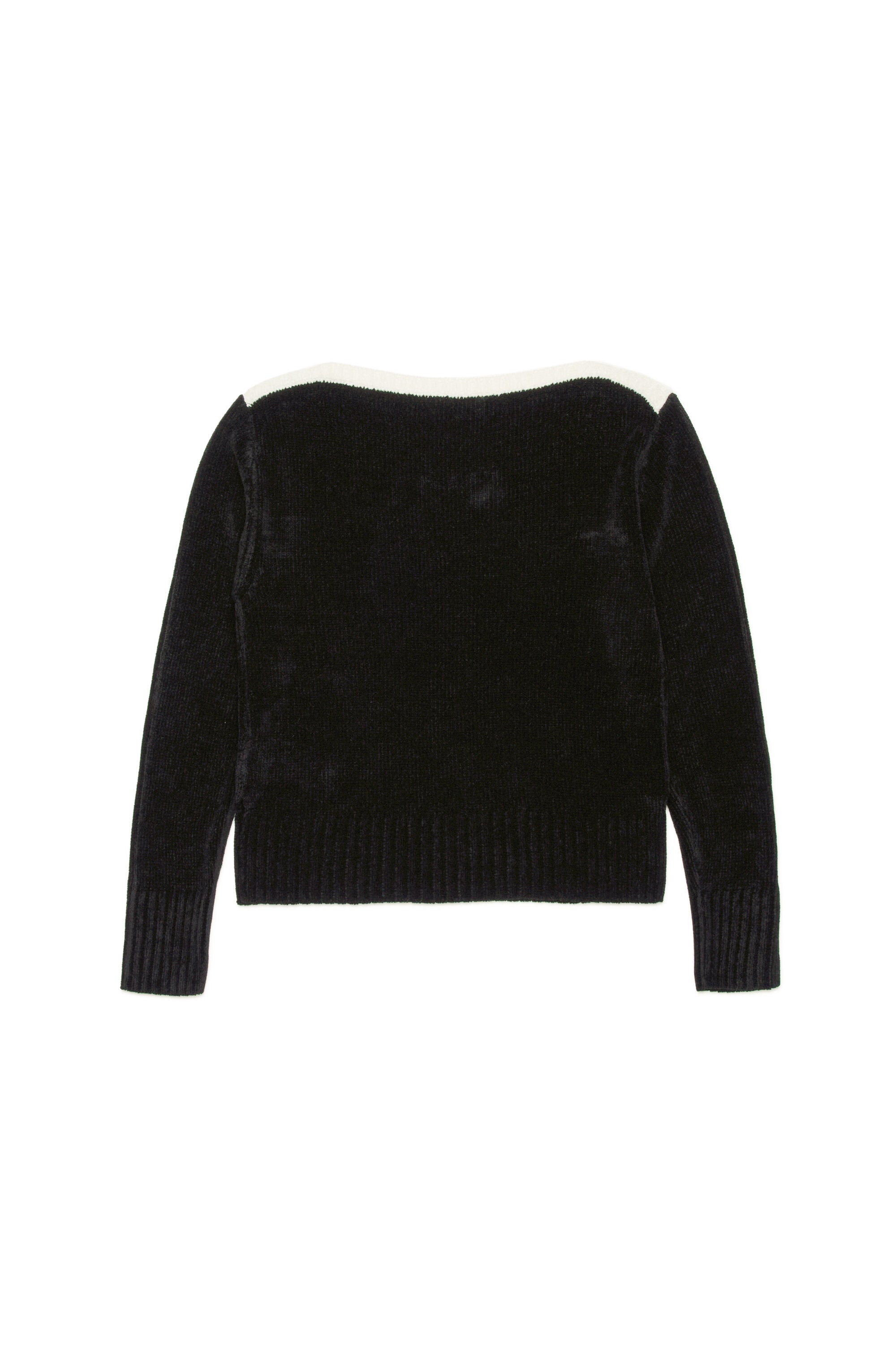 Chenille pullover with terry cloth logo
