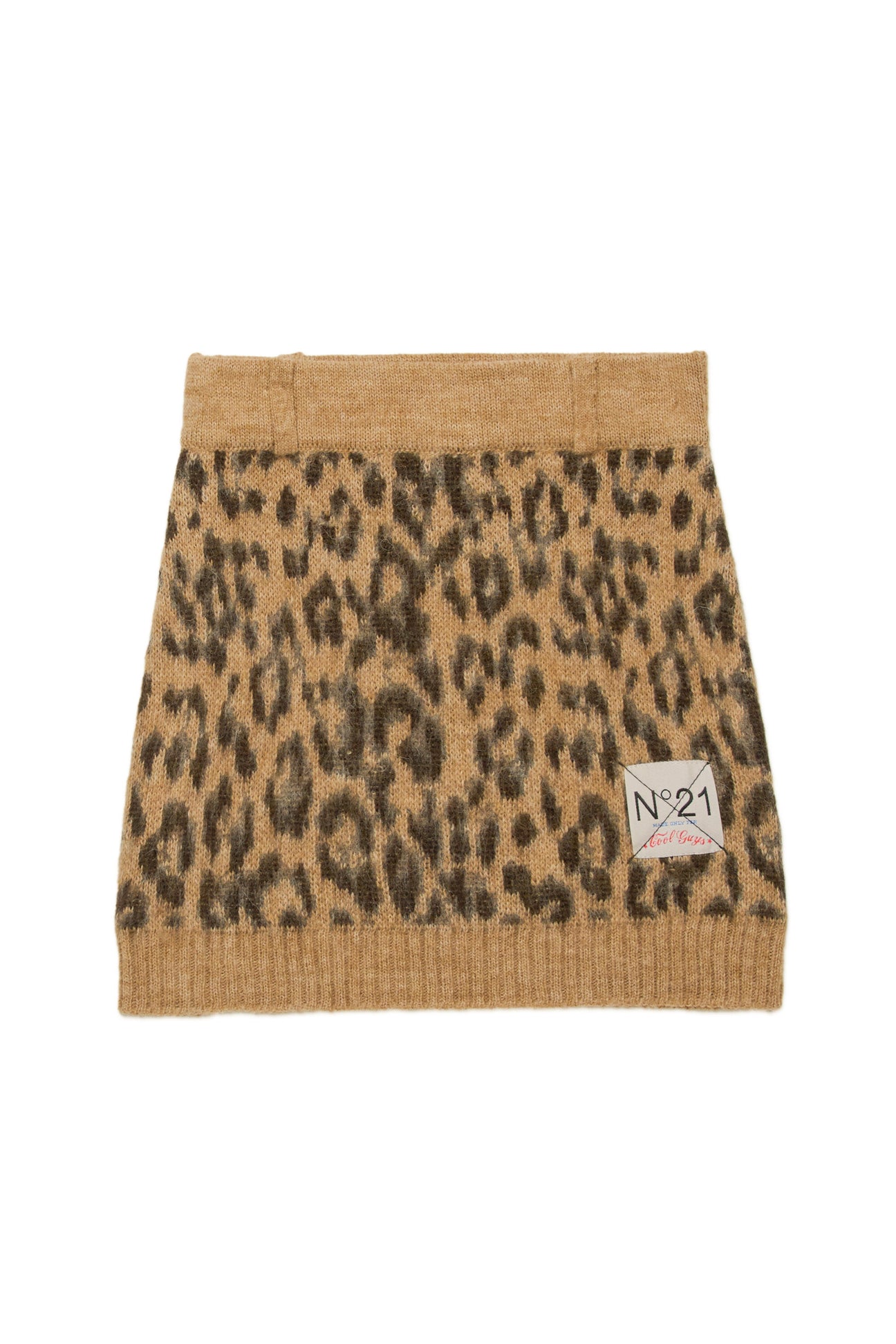 Leopard print wool-blend miniskirt 