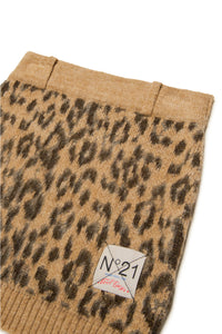 Leopard print wool-blend miniskirt