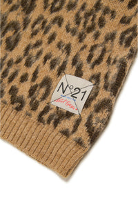 Leopard print wool-blend miniskirt