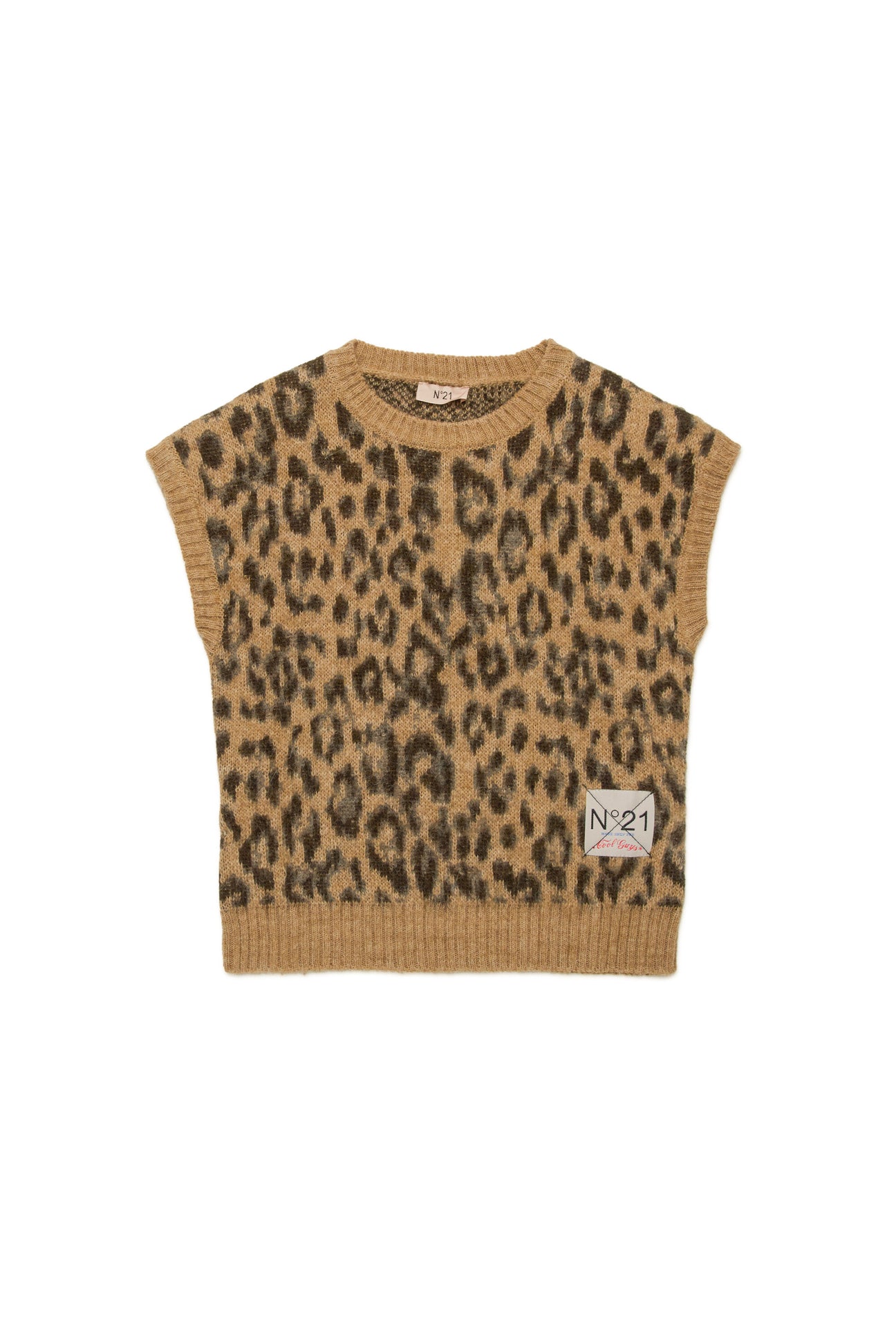 Leopard print wool-blend waistcoat 