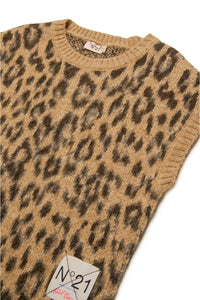 Leopard print wool-blend waistcoat