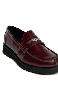 Branded leather loafers