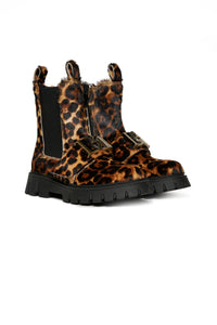 Leopard print leather Chelsea boots