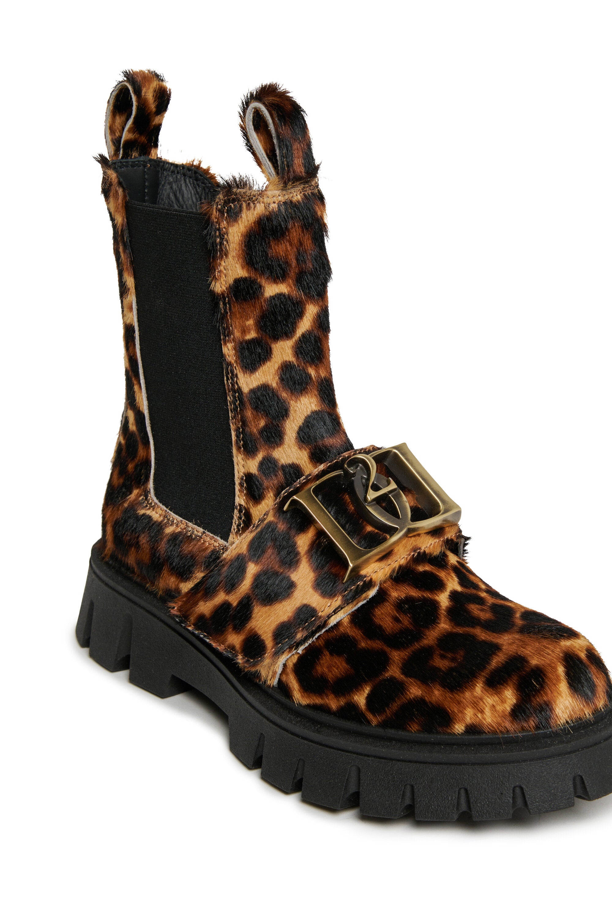 Leopard print leather Chelsea boots