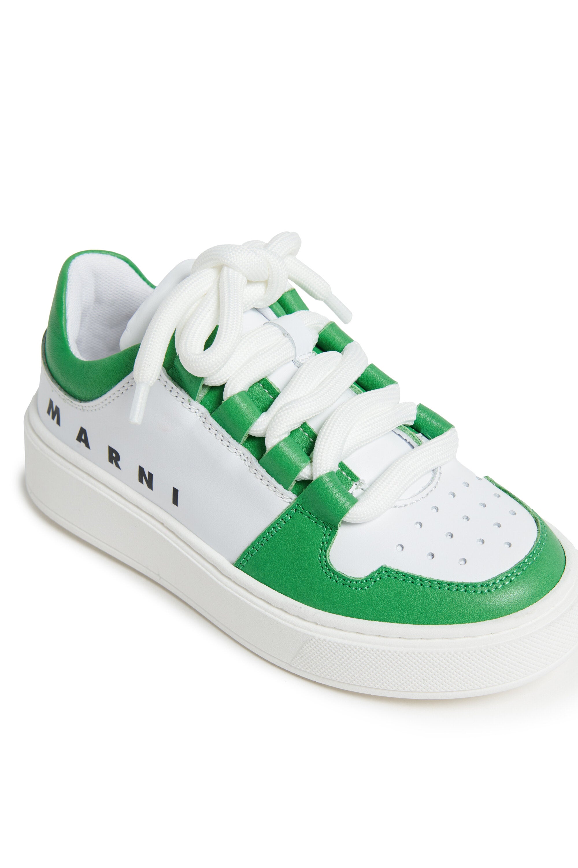 Leather low trainers colorblock