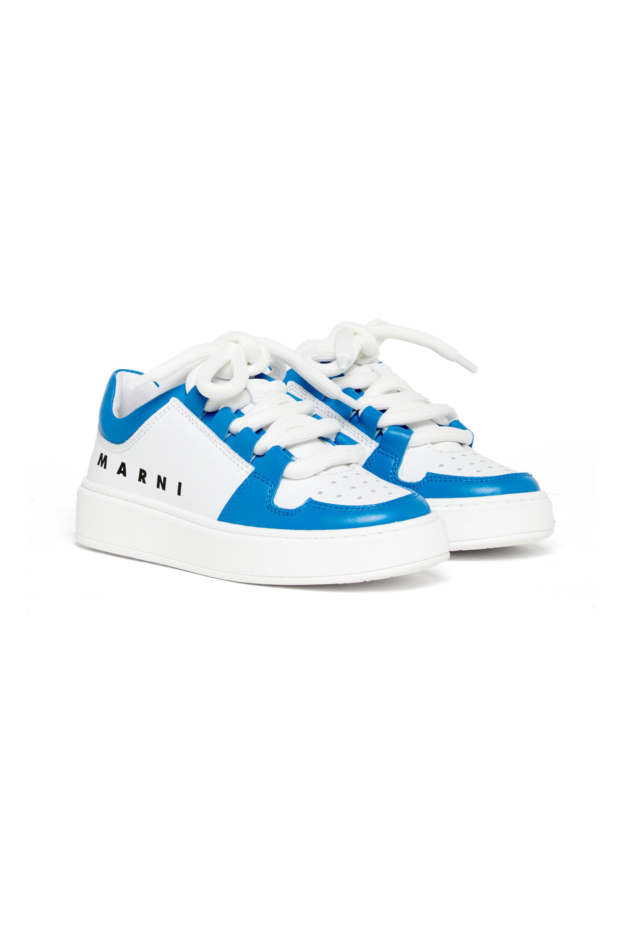 Leather low trainers colorblock