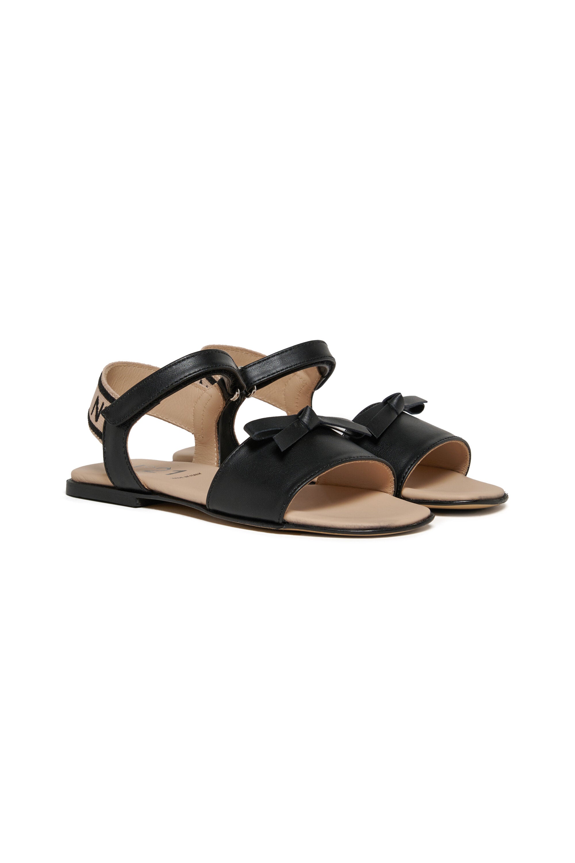 Leather sandals with bow