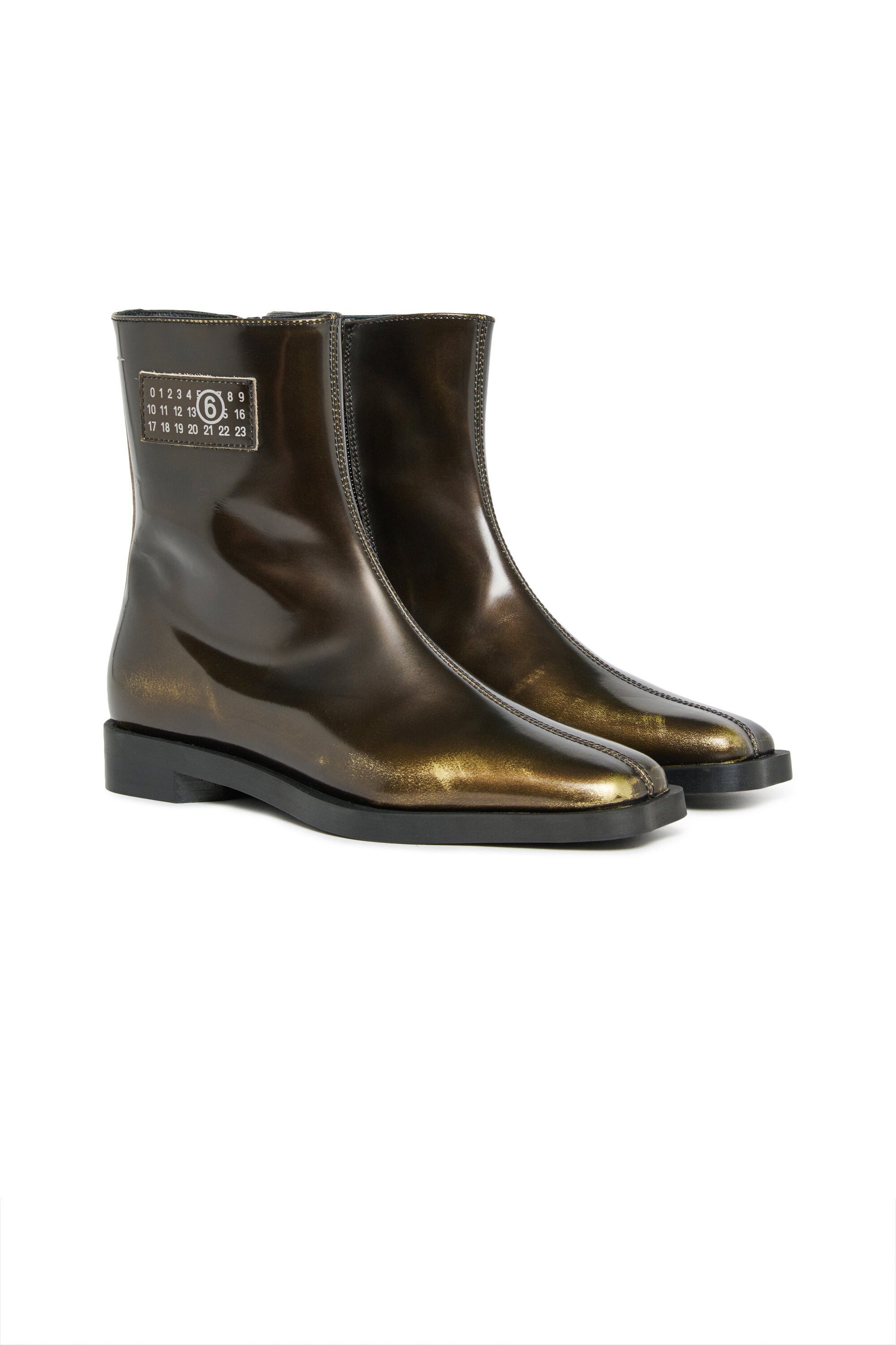 ツートーンレザーのローブーツ