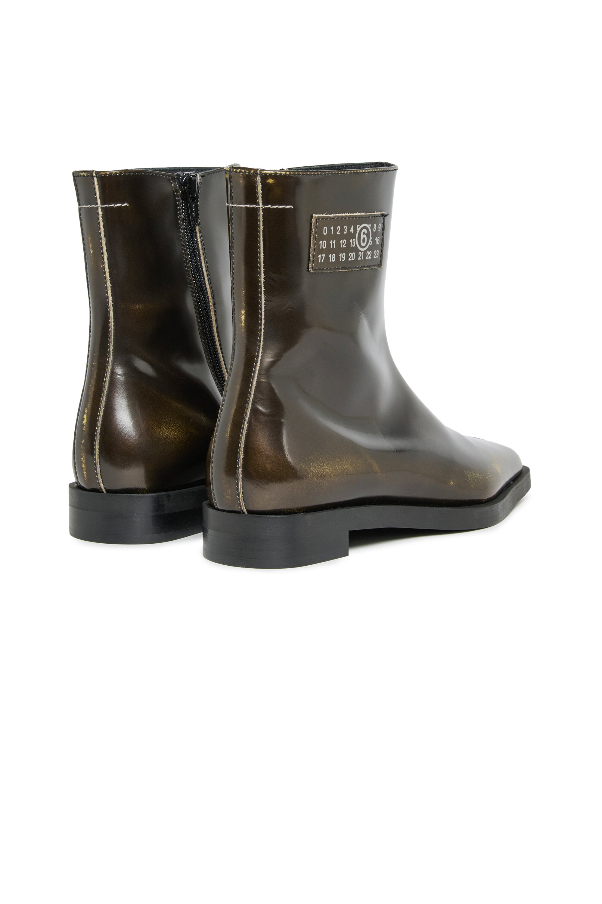 ツートーンレザーのローブーツ