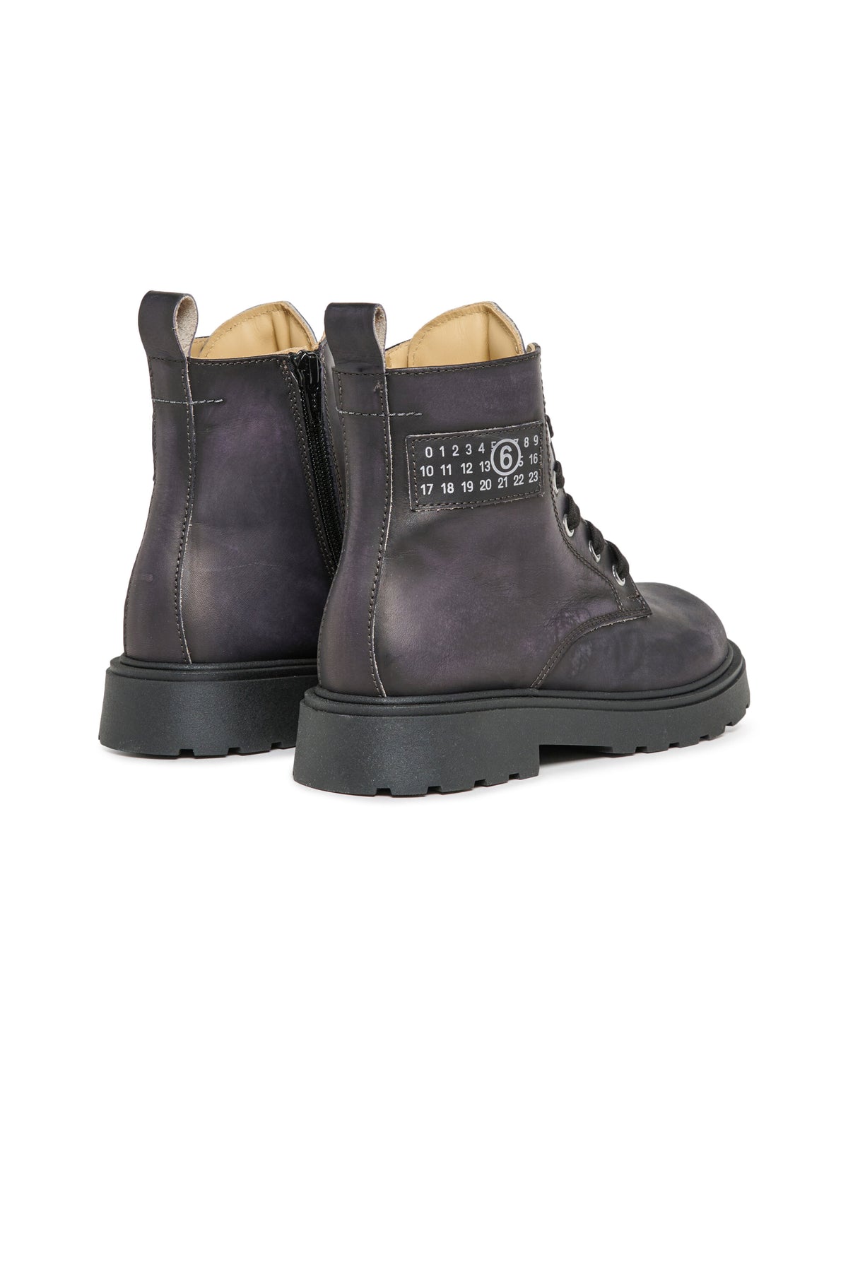 Leather combat boots with logo