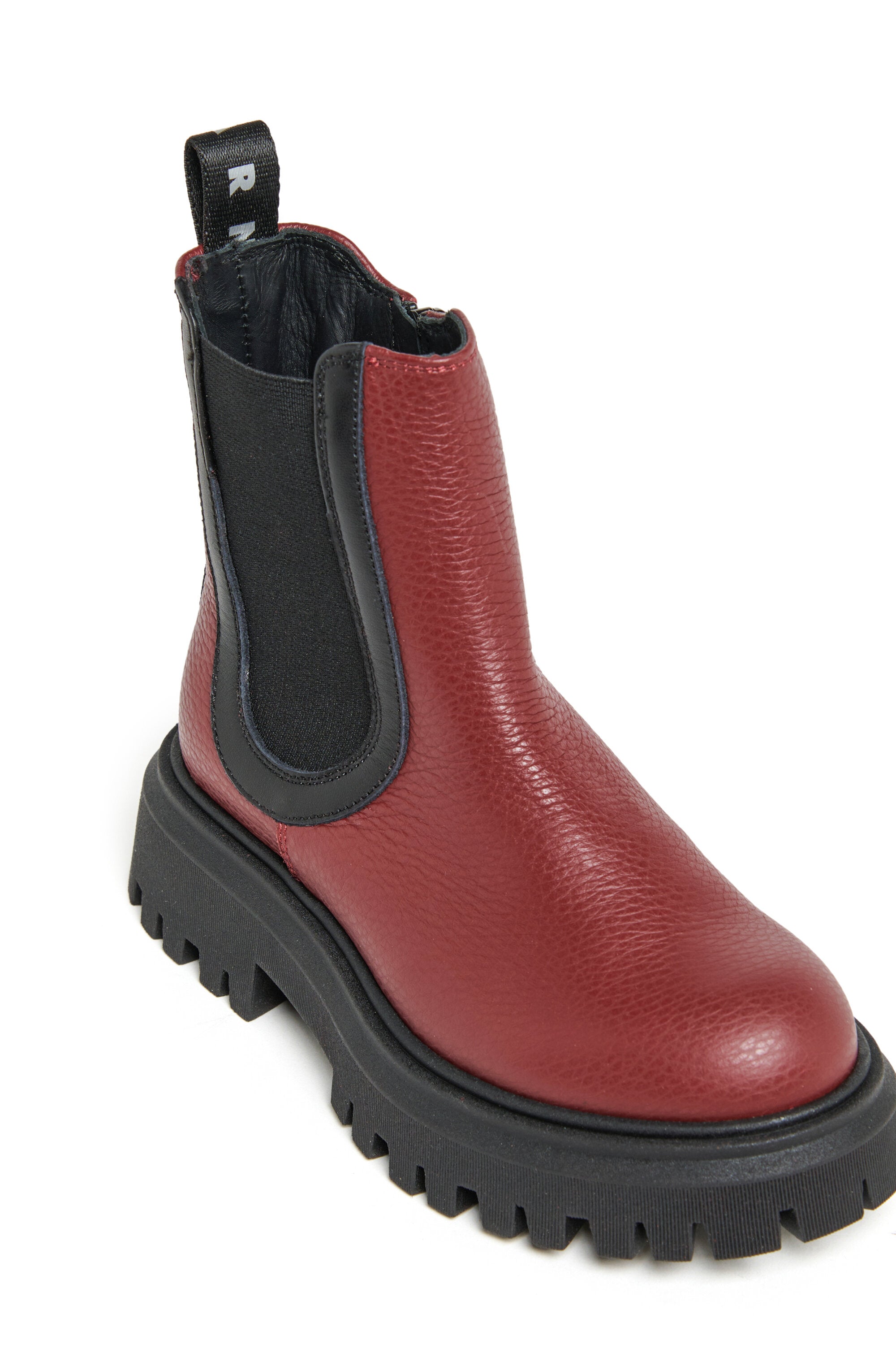 コントラストカラーのゴムバンド付きチェルシーブーツ