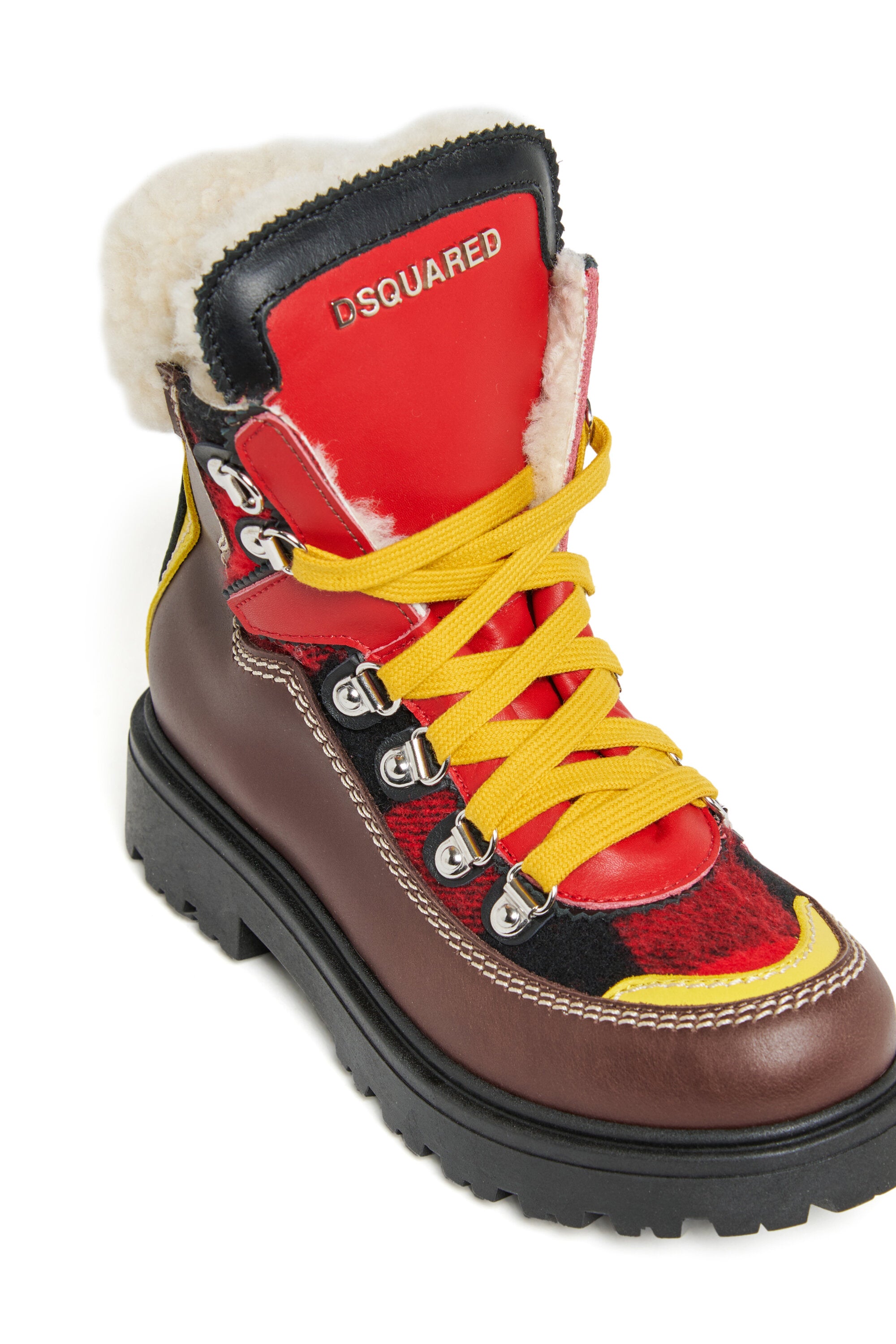 Colorblock leather hiking boots