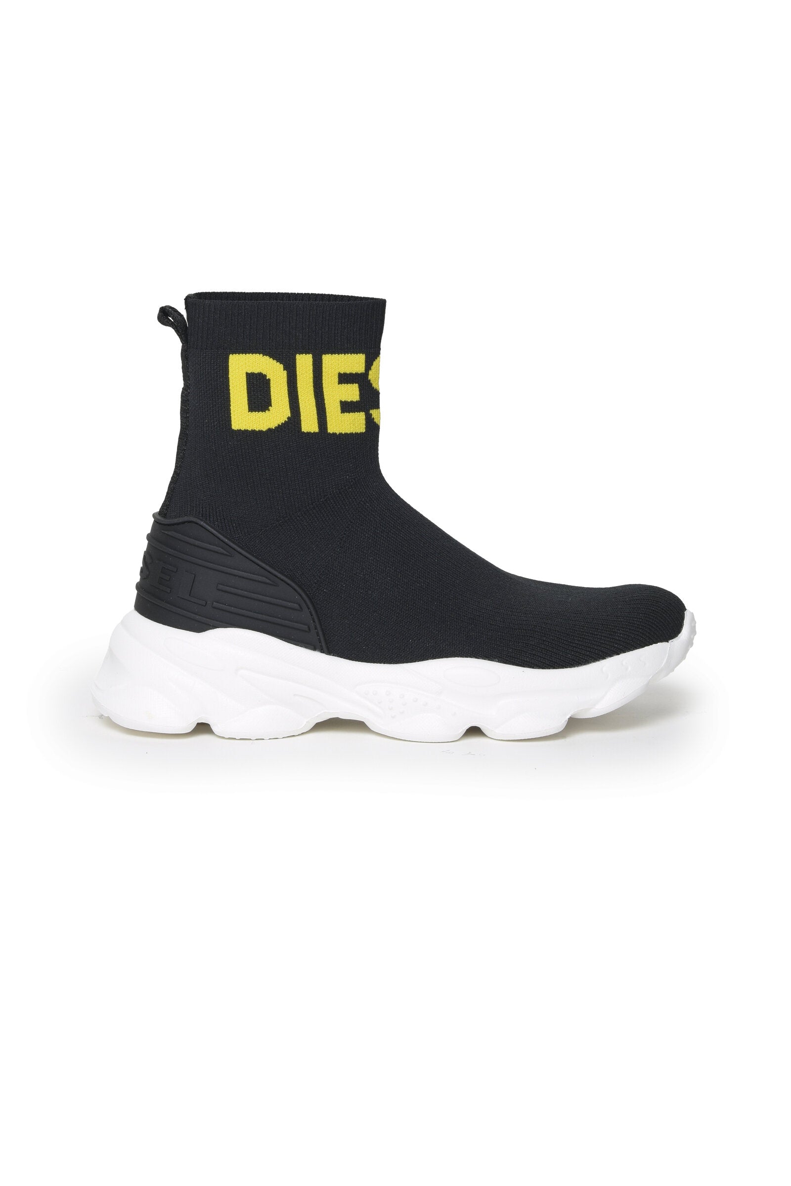 Serendipity black high sock sneakers with yellow logo
