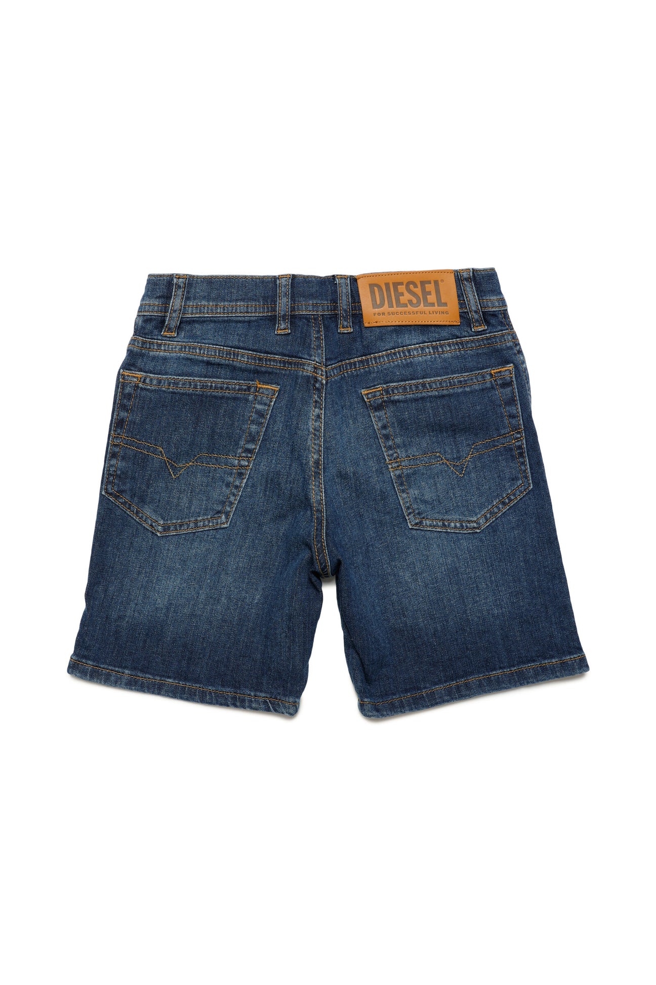 Dark blue denim shorts with contrast stitching Dark blue denim shorts with contrast stitching