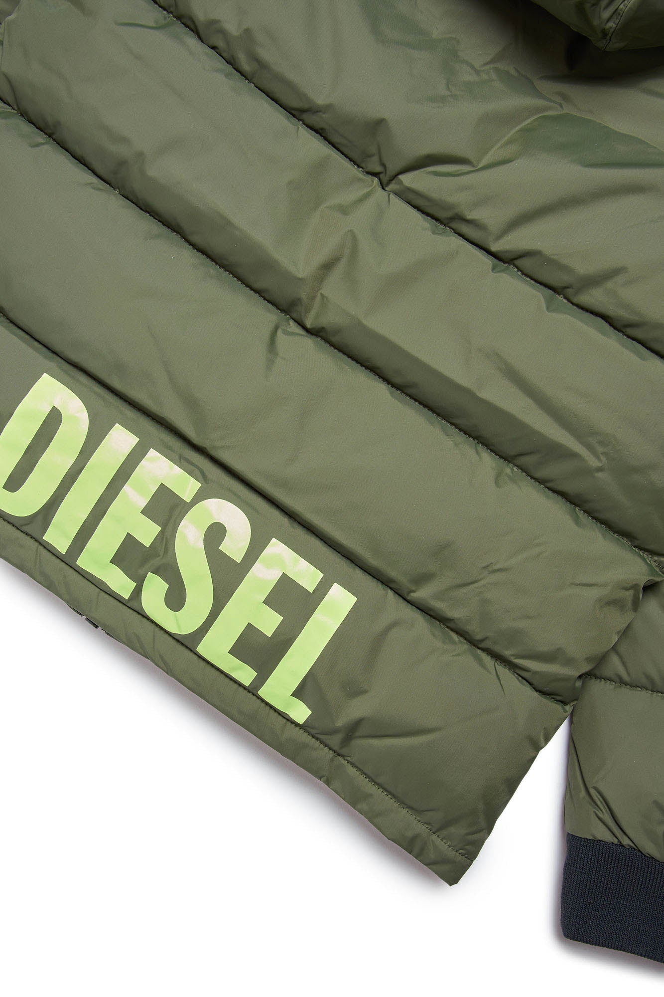 Diesel green down jacket with logo on the back | Brave Kid