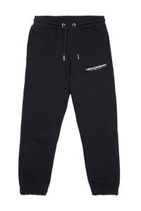 Diesel black fleece pants with Diesel Industry logo for children