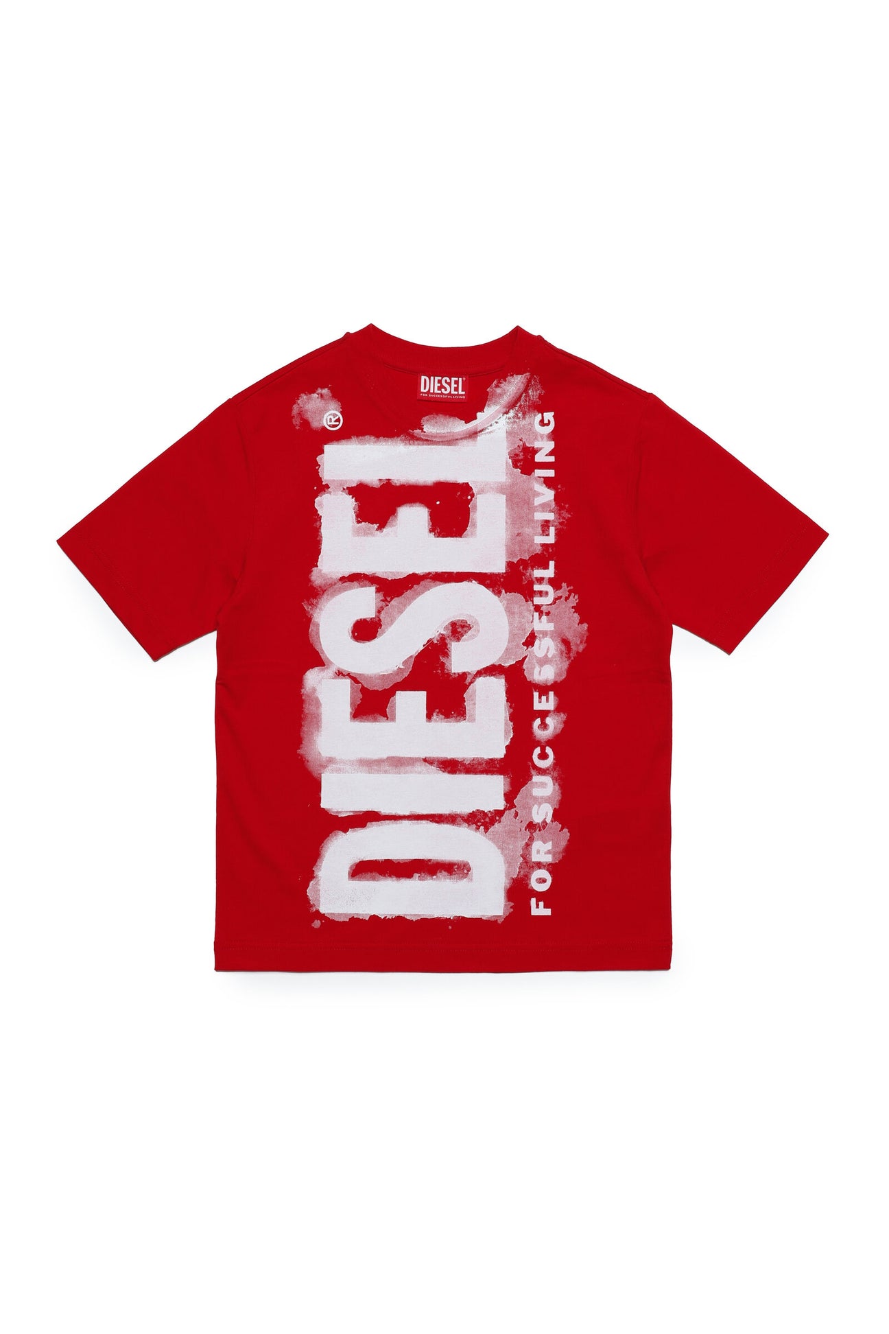 Red jersey T-shirt with watercolor effect logo 