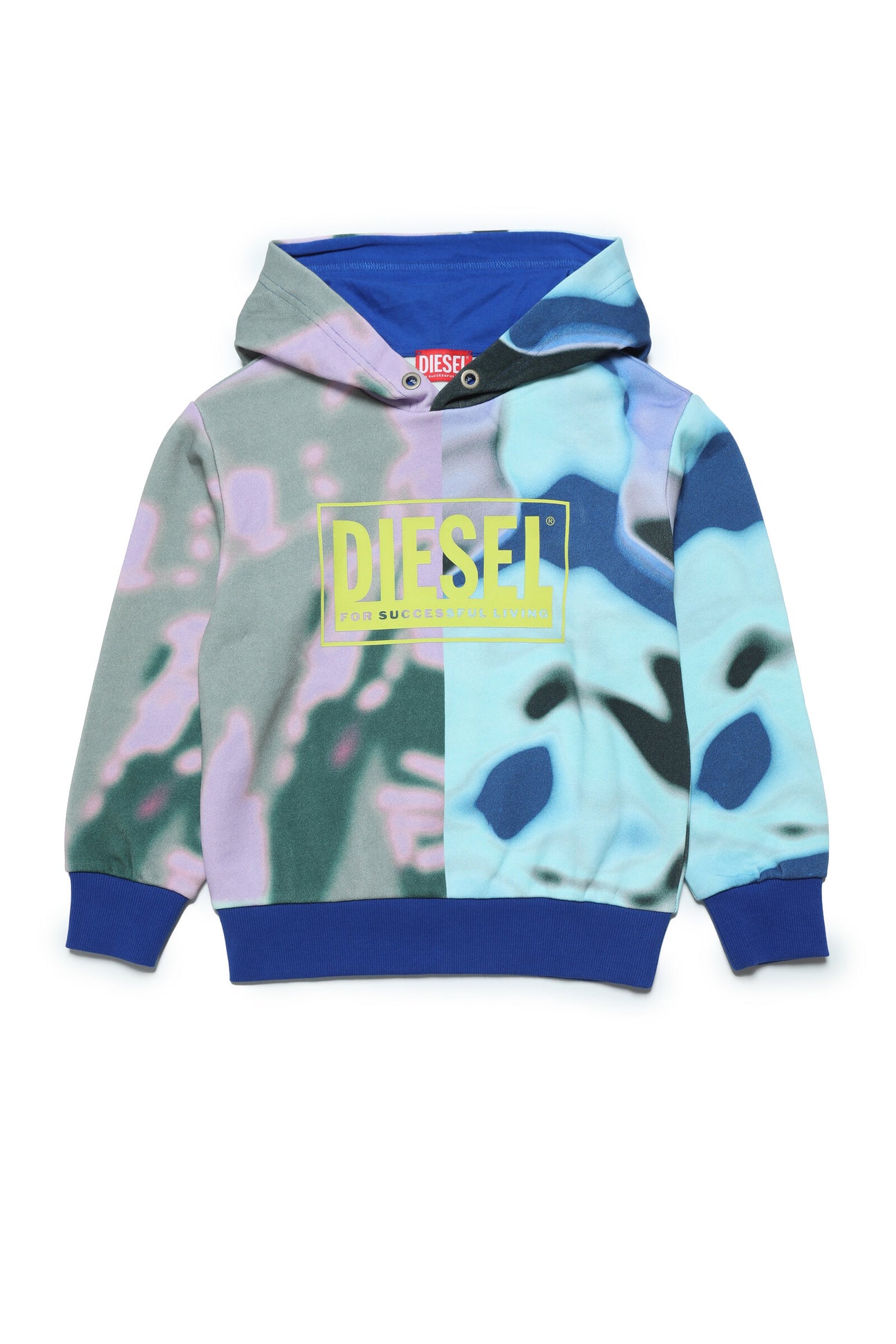Multicolored allover hooded cotton sweatshirt with abstract print 