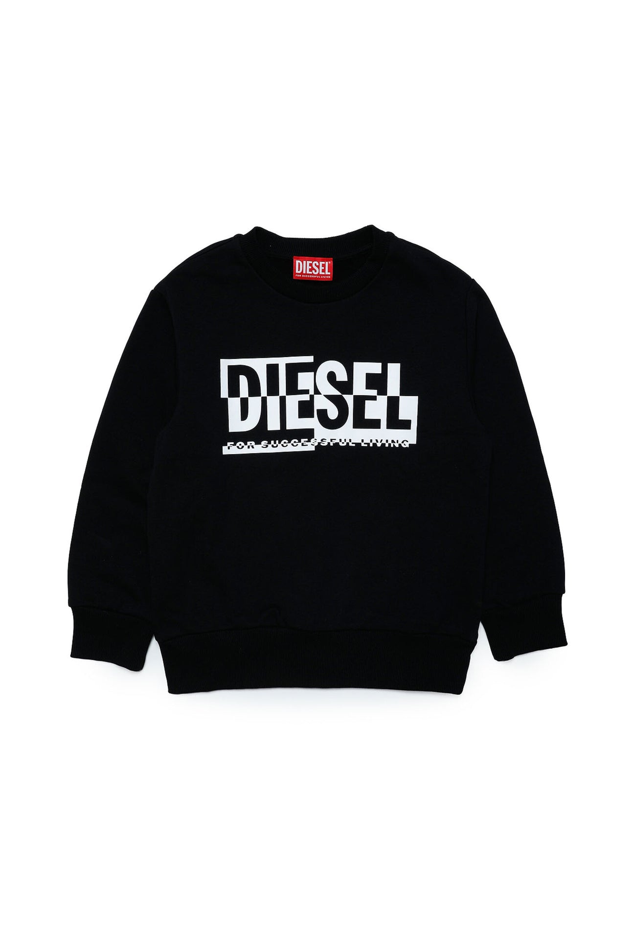 Cotton crew-neck sweatshirt with sectioned logo 