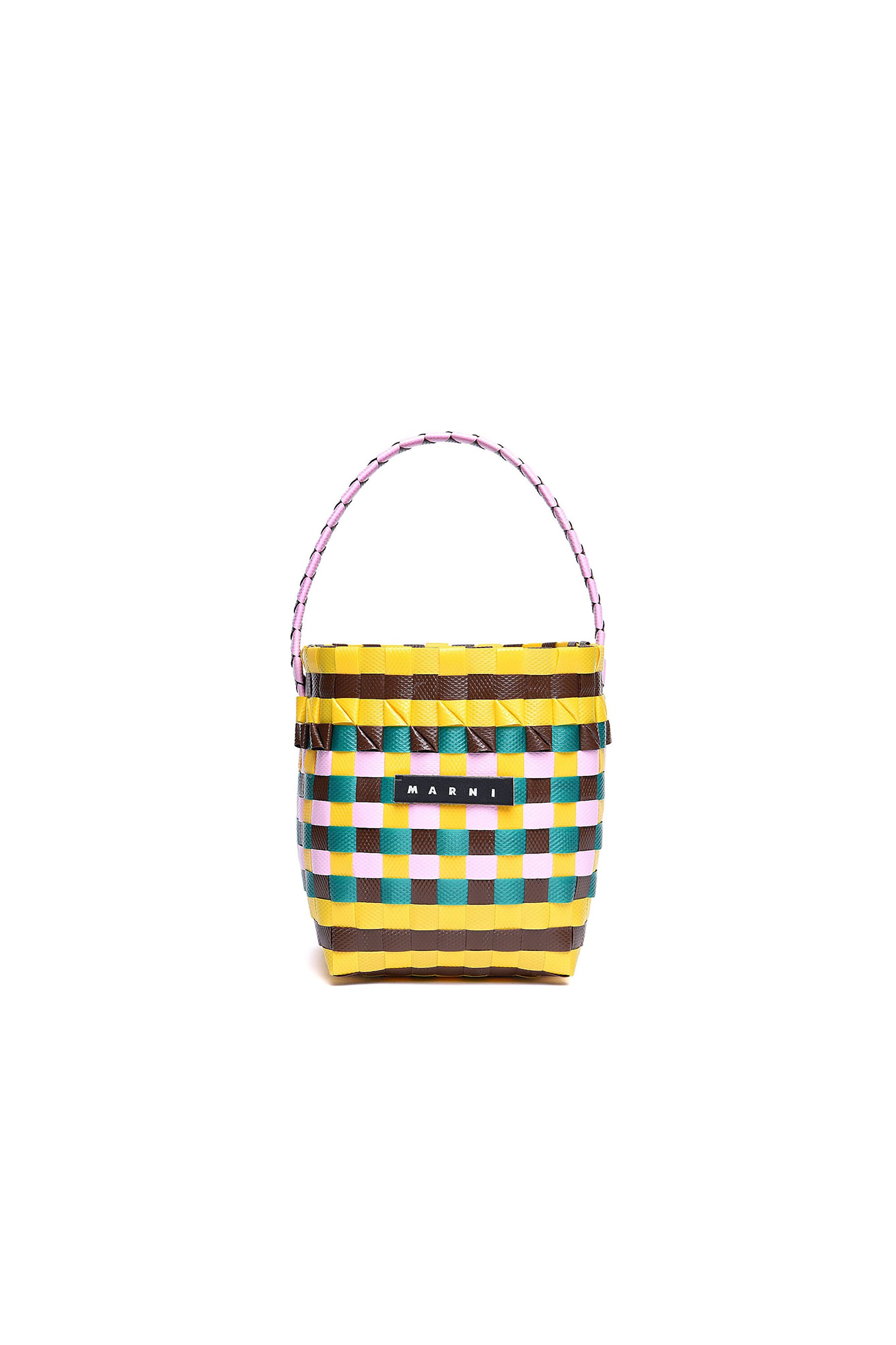 MARNI MARKET POD BASKET bag in red and pink woven material