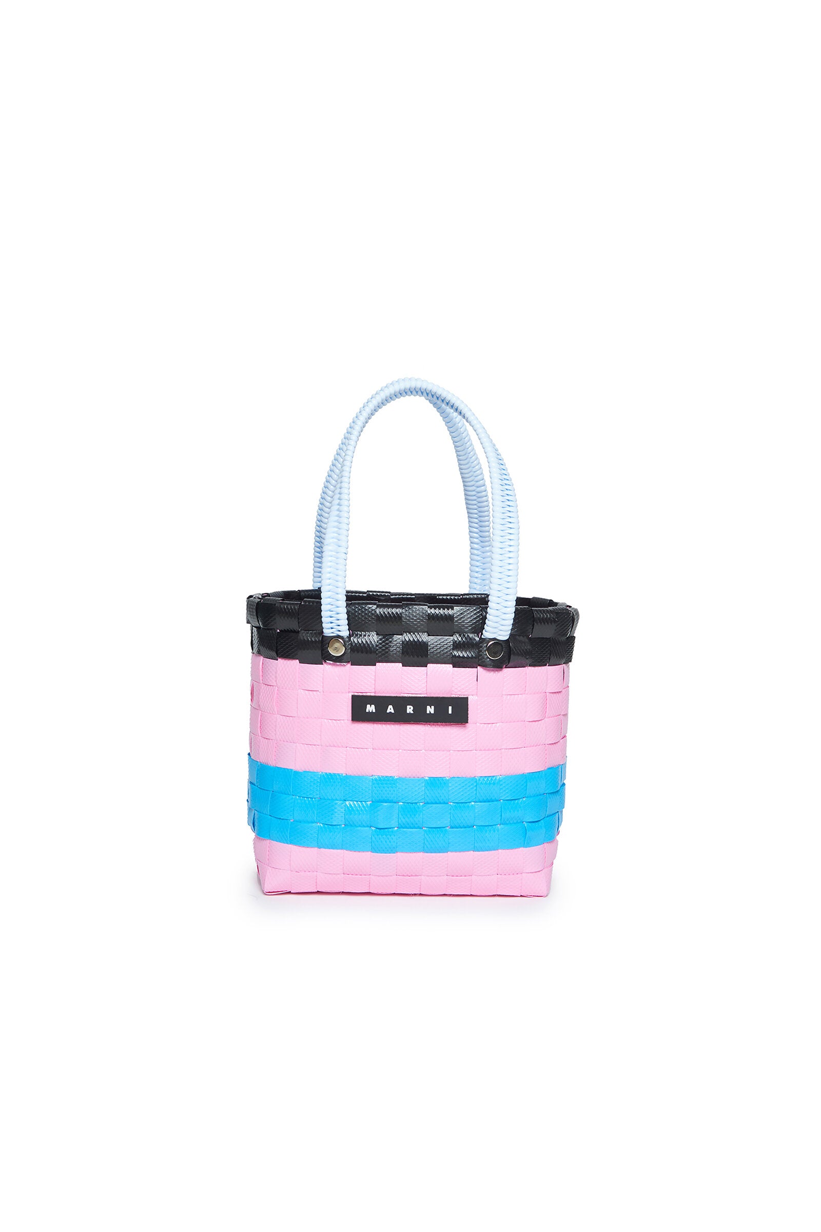 MARNI MARKET JERSEY bag in pink and blue cotton