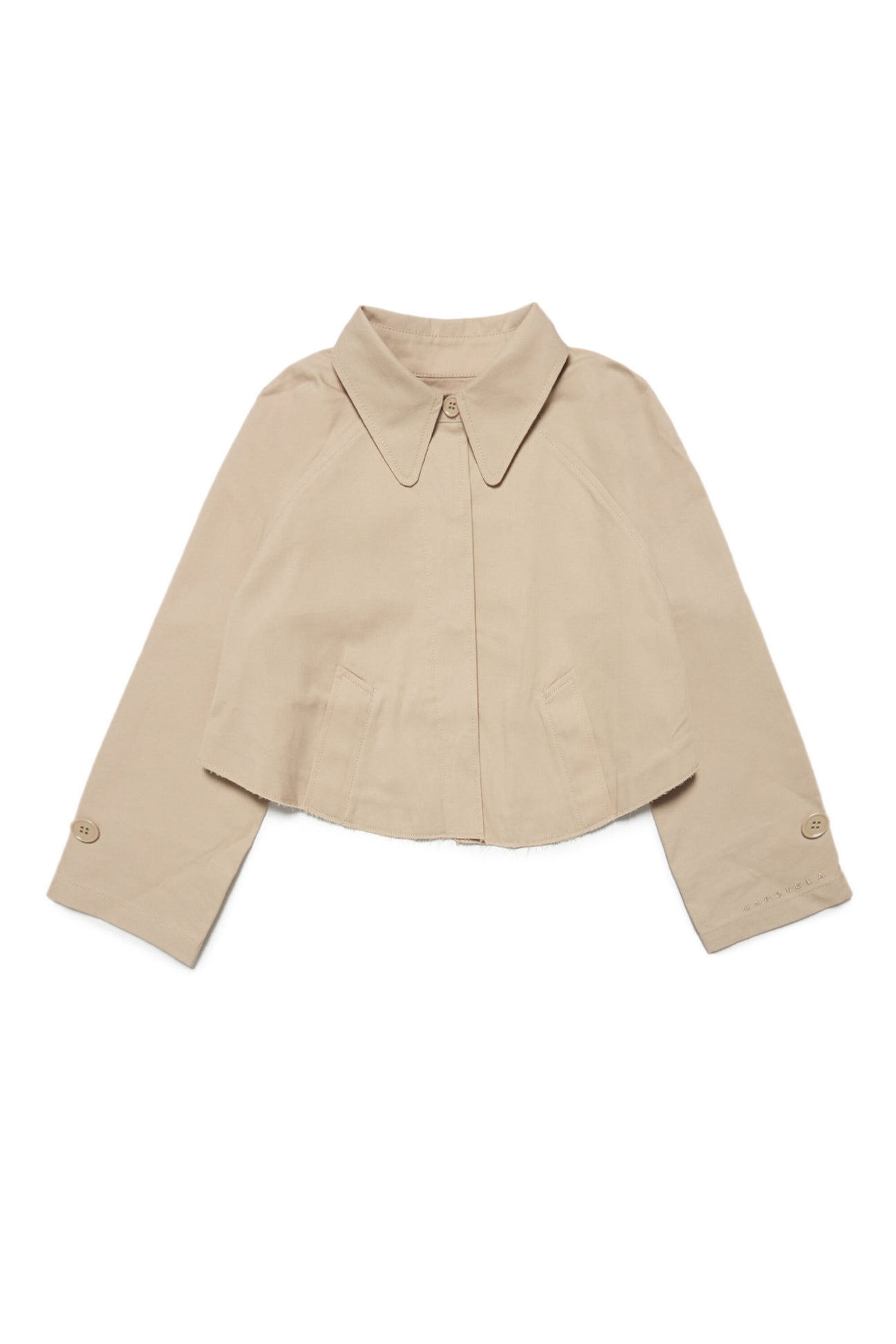 Light taupe short jacket in twill Light taupe short jacket in twill