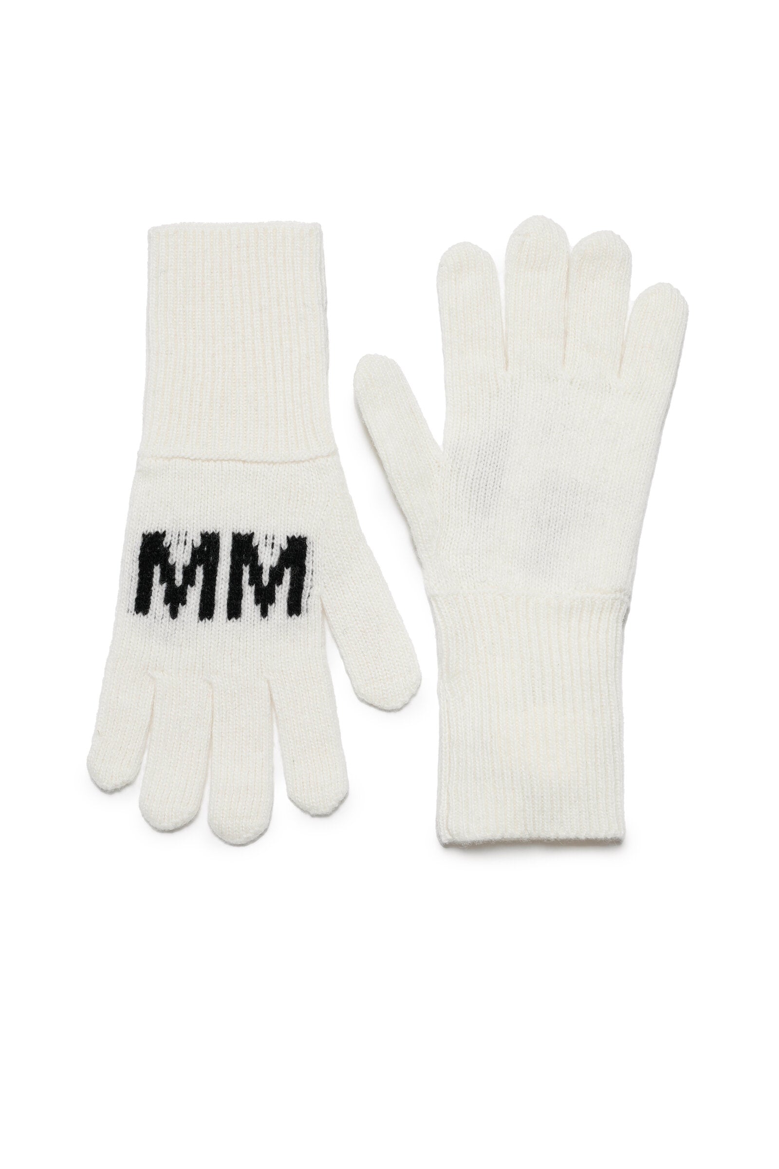 Wool-blend logo gloves